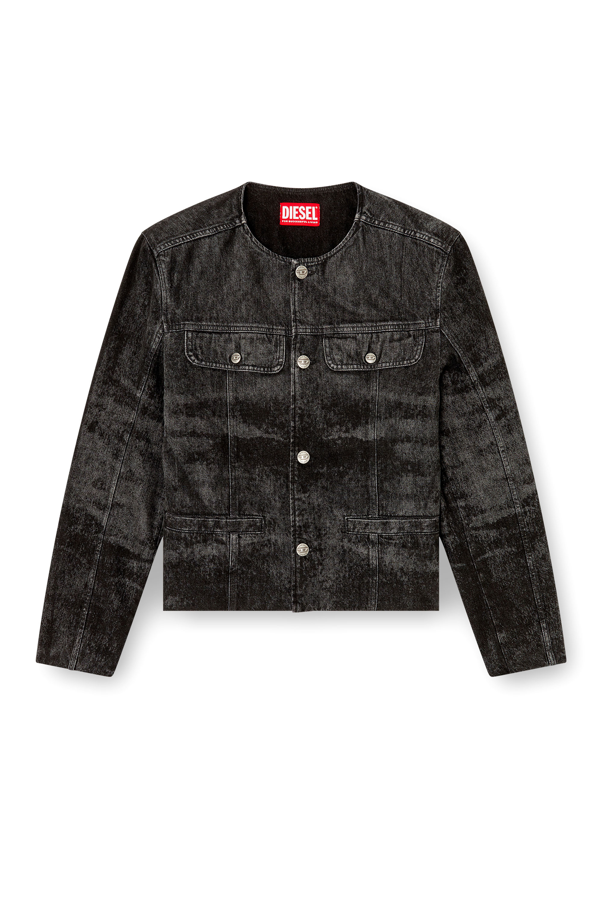 Diesel - D-ABERDEEN-FSH2, Man's Jacket in lasered cotton-hemp denim in Black/Dark grey - 3