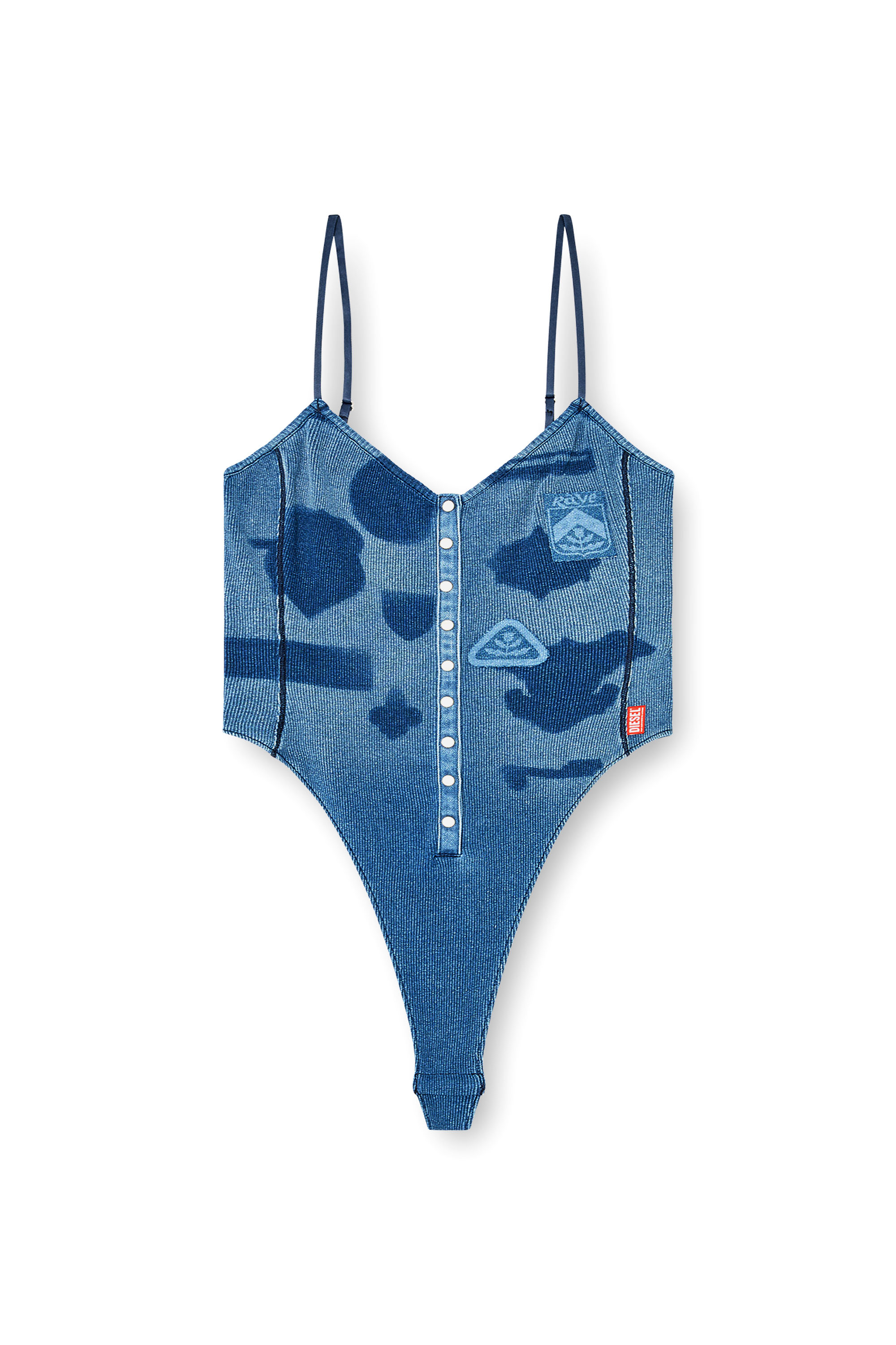 Diesel - T-LEY-AA1, Woman's Bodysuit in ribbed jersey with shadow-patch effects in null - 3