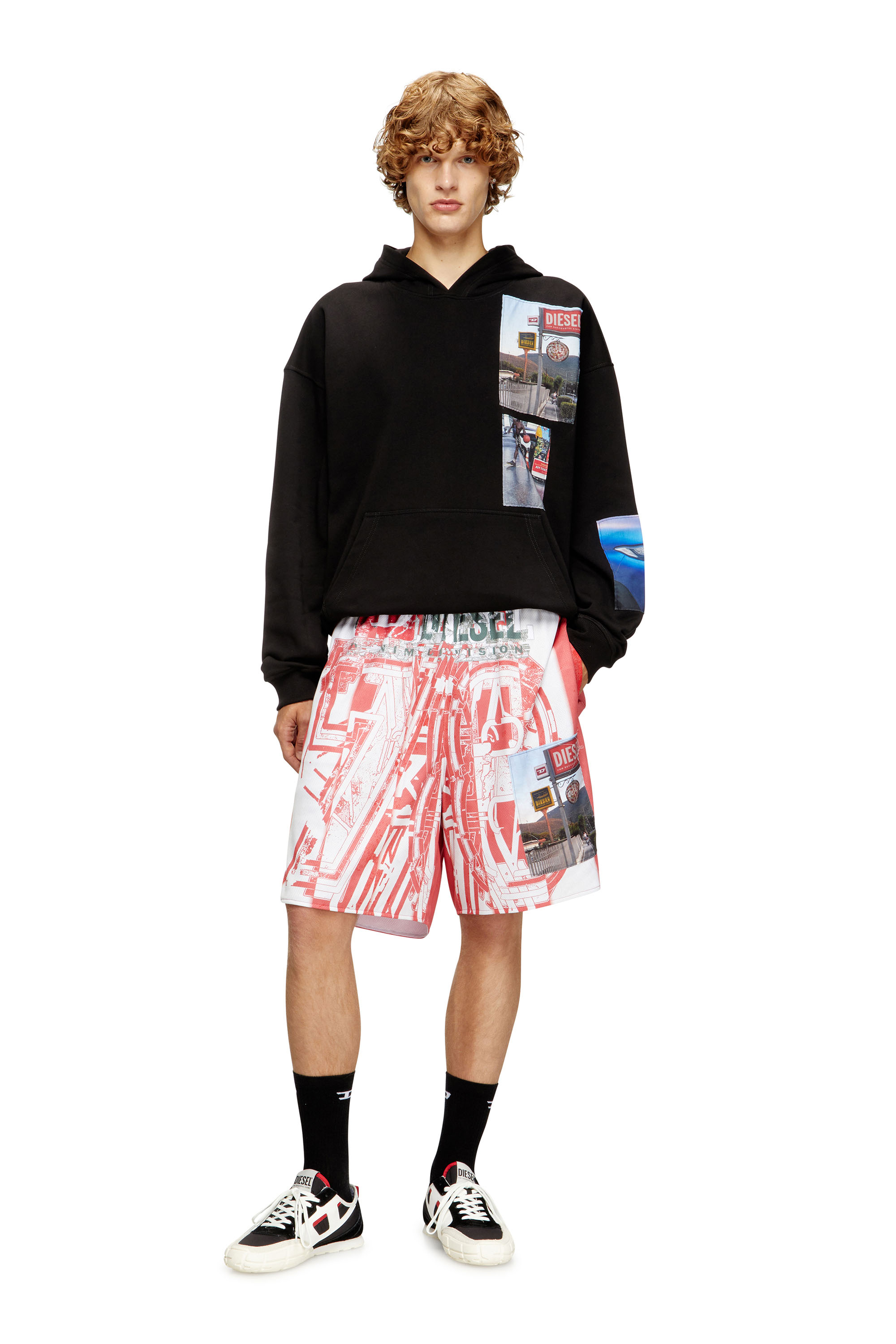 Diesel - S-BOXT-HOOD-T6, Man's Hoodie with logo photo patches in Black - 1