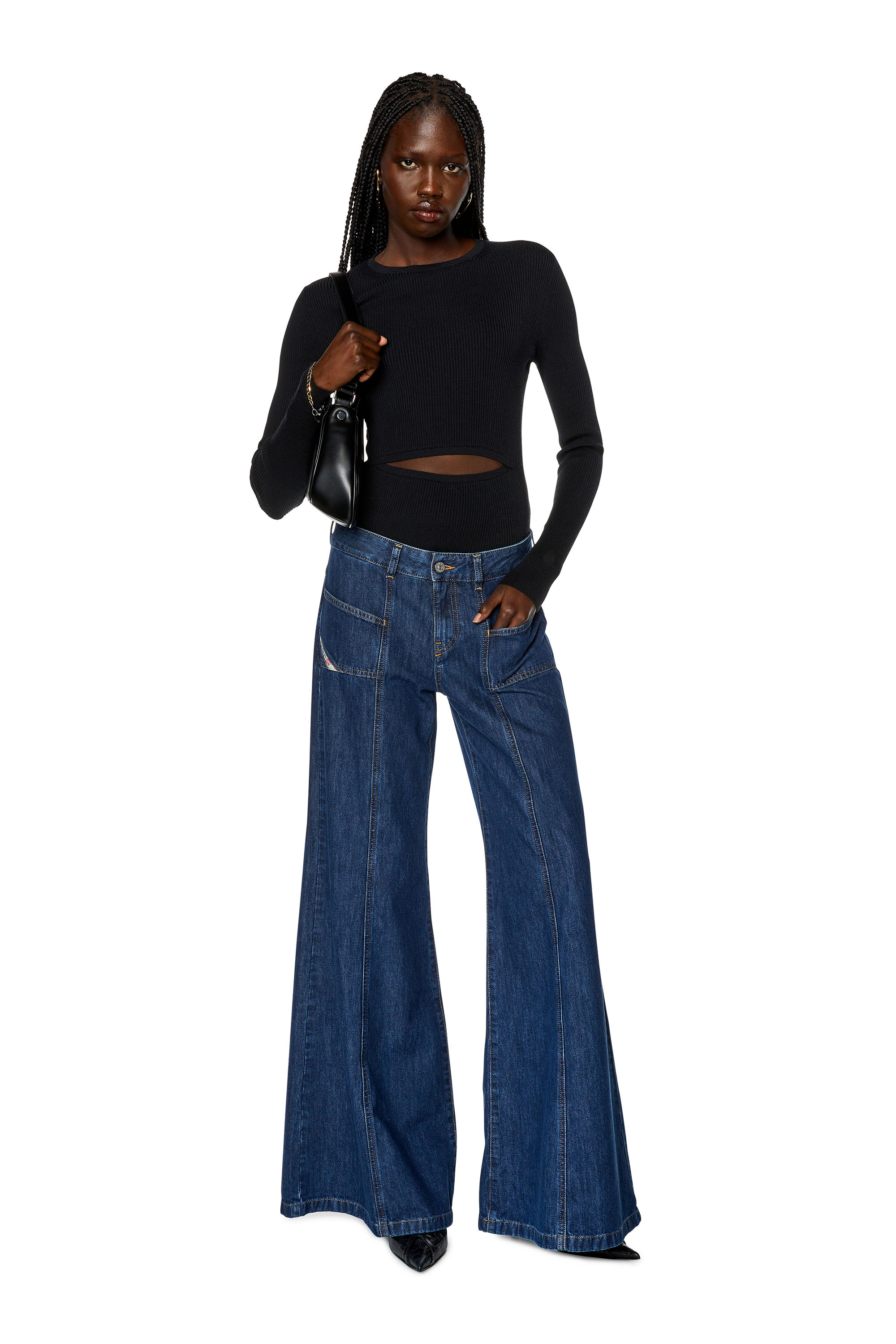 Diesel - Bootcut and Flare Jeans D-Aki 09H99, Dark Blue - Image 1