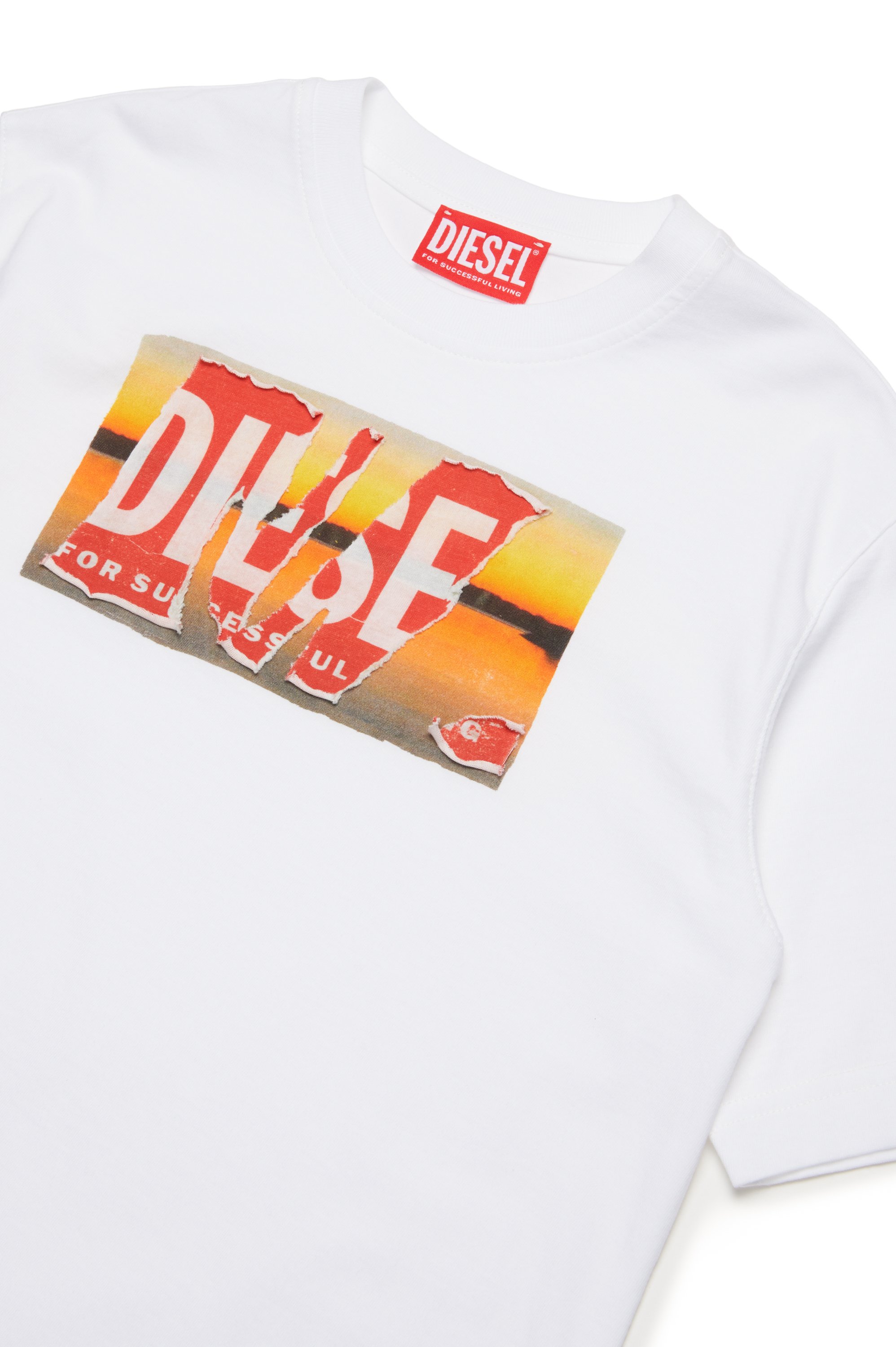 Diesel - TWASHPOFFL1 OVER, Man T-shirt with peel-off logo and print in White - Image 3