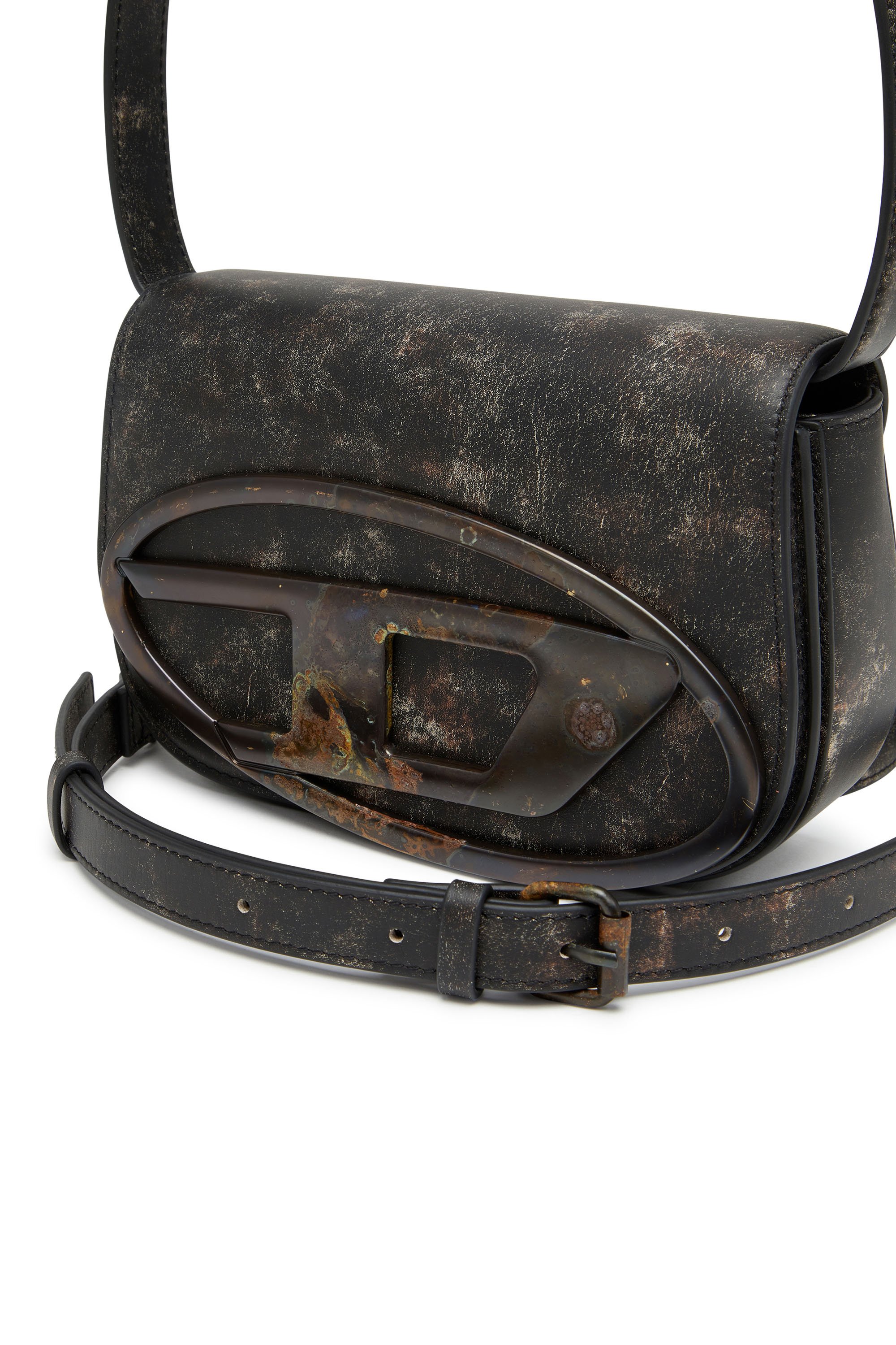 Diesel - 1DR, Woman's 1DR-Iconic shoulder bag in distressed leather in Dark Brown - 5