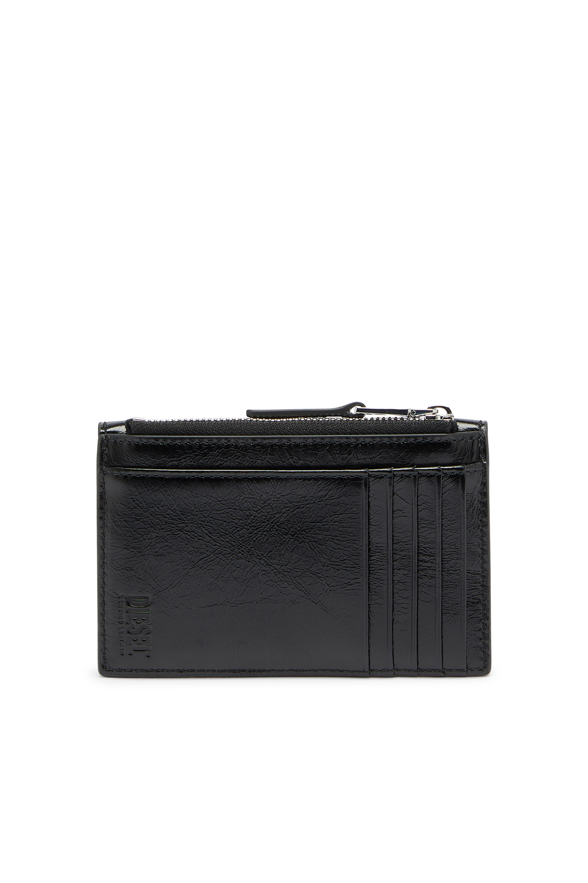 Diesel - D-ENVELOP CARD HOLDER, Woman's Envelope-style card holder in shiny wrinkled leather in Black - 2