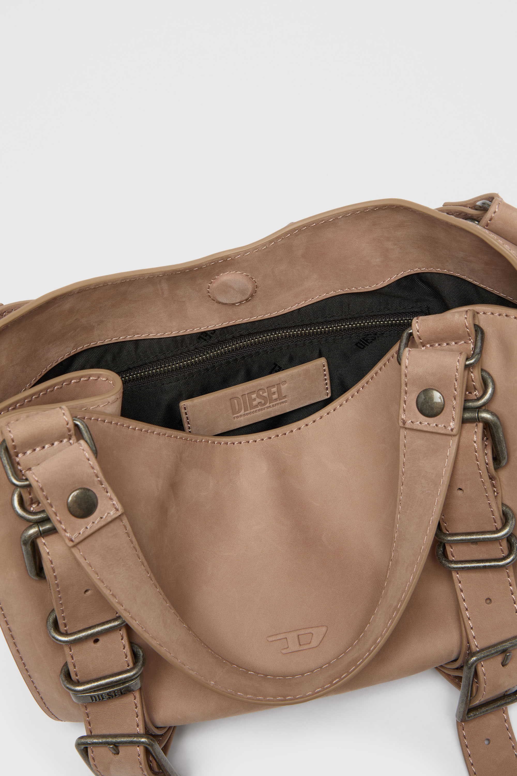 Diesel - D-ONE TOPHANDLE S, Woman's D-One-Small top-handle bag in treated leather in Face Powder - 5