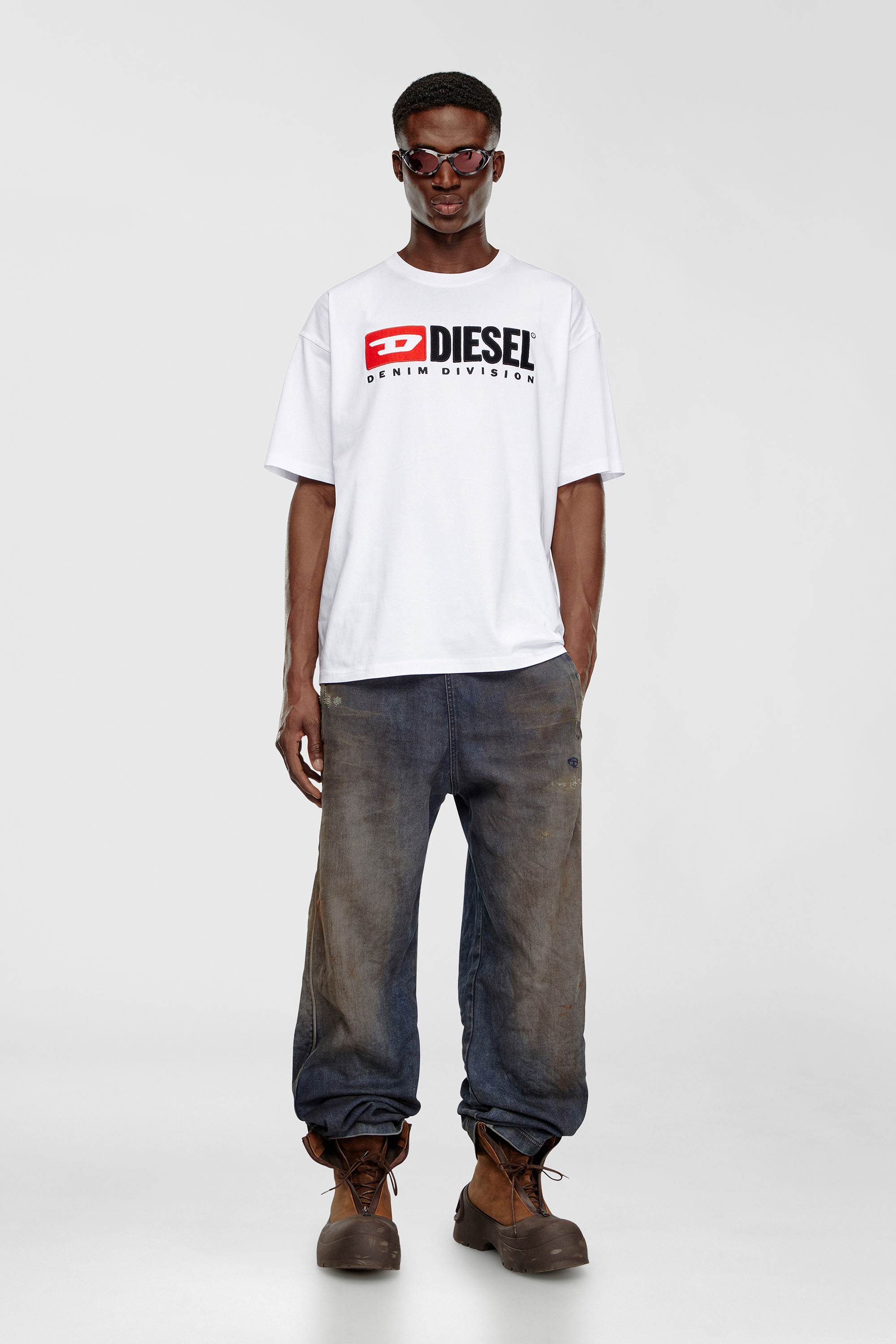 Diesel - T-BOXT-DIV, Man's T-shirt with Diesel patch logo in White - 2