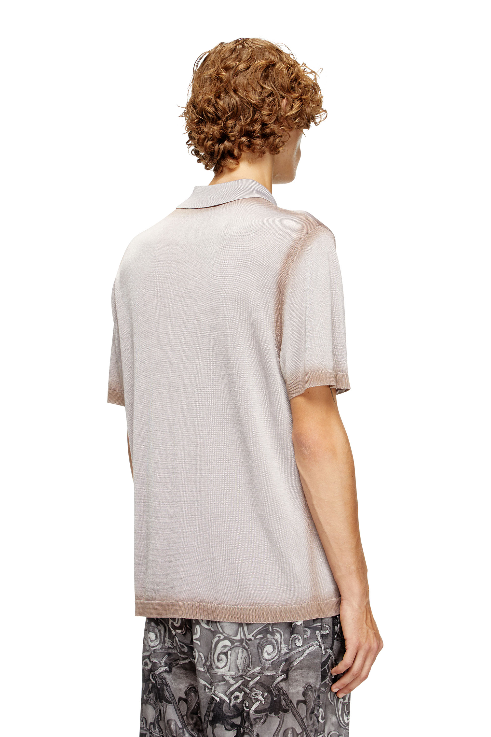 Diesel - K-VIRTO, Man's Dégradé knitted polo shirt in Beige - 4