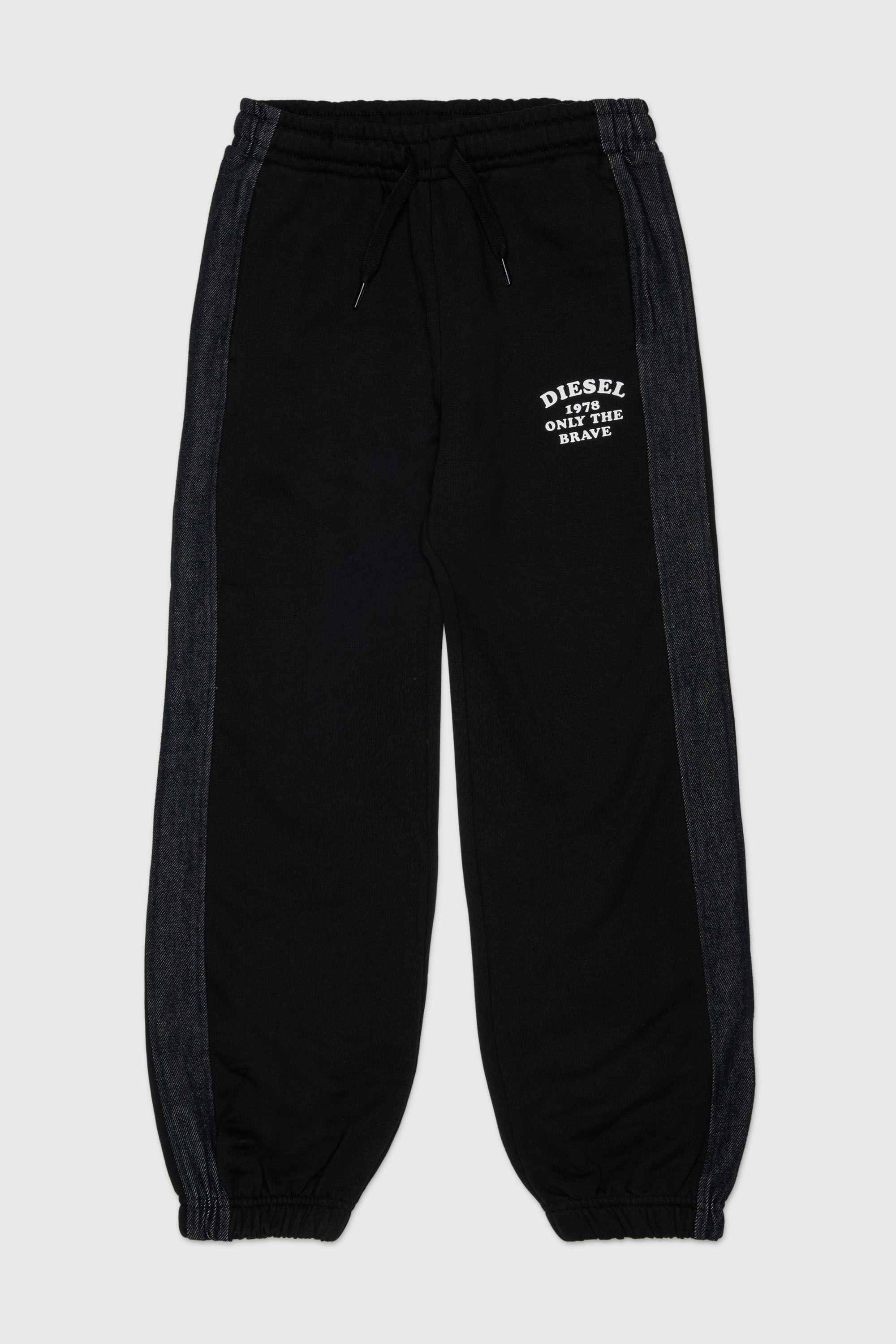 Sweatpants with denim side bands