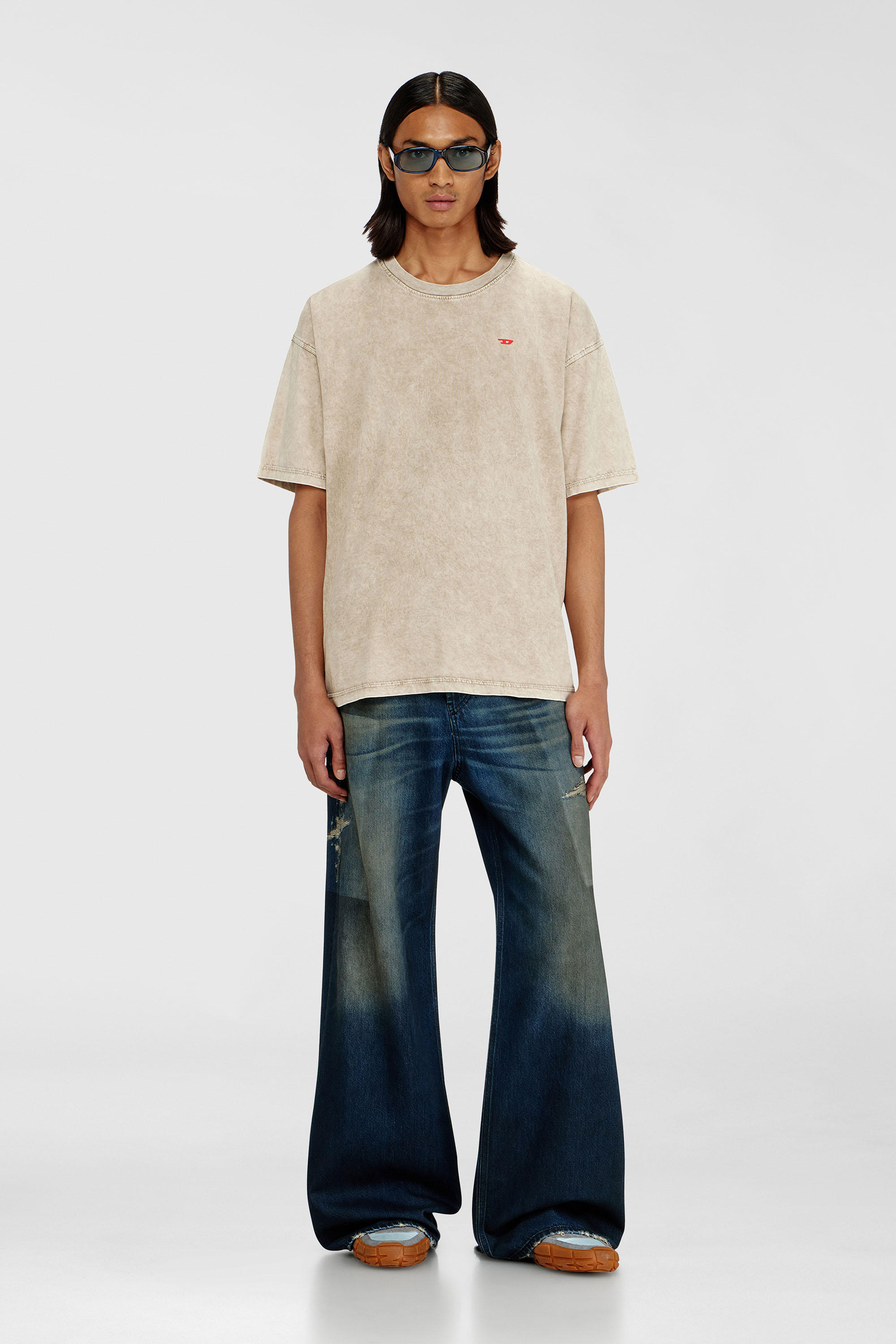 Diesel - T-BOXT-AA14, Man's Cotton T-shirt with treated effect in Beige - 1