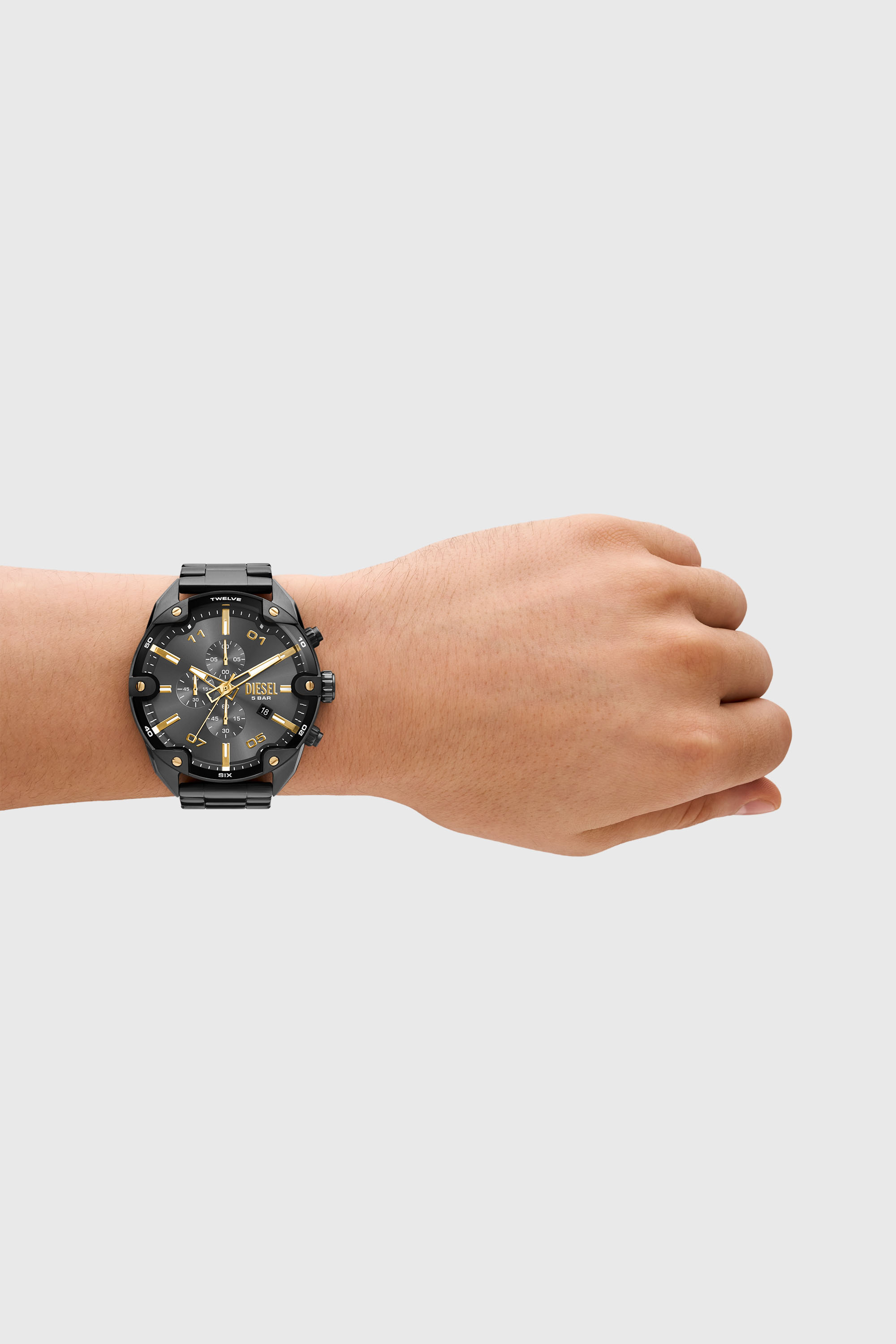 Diesel - DZ4669, Man's Spiked Two-Tone Stainless Steel Watch in Dark grey - 4