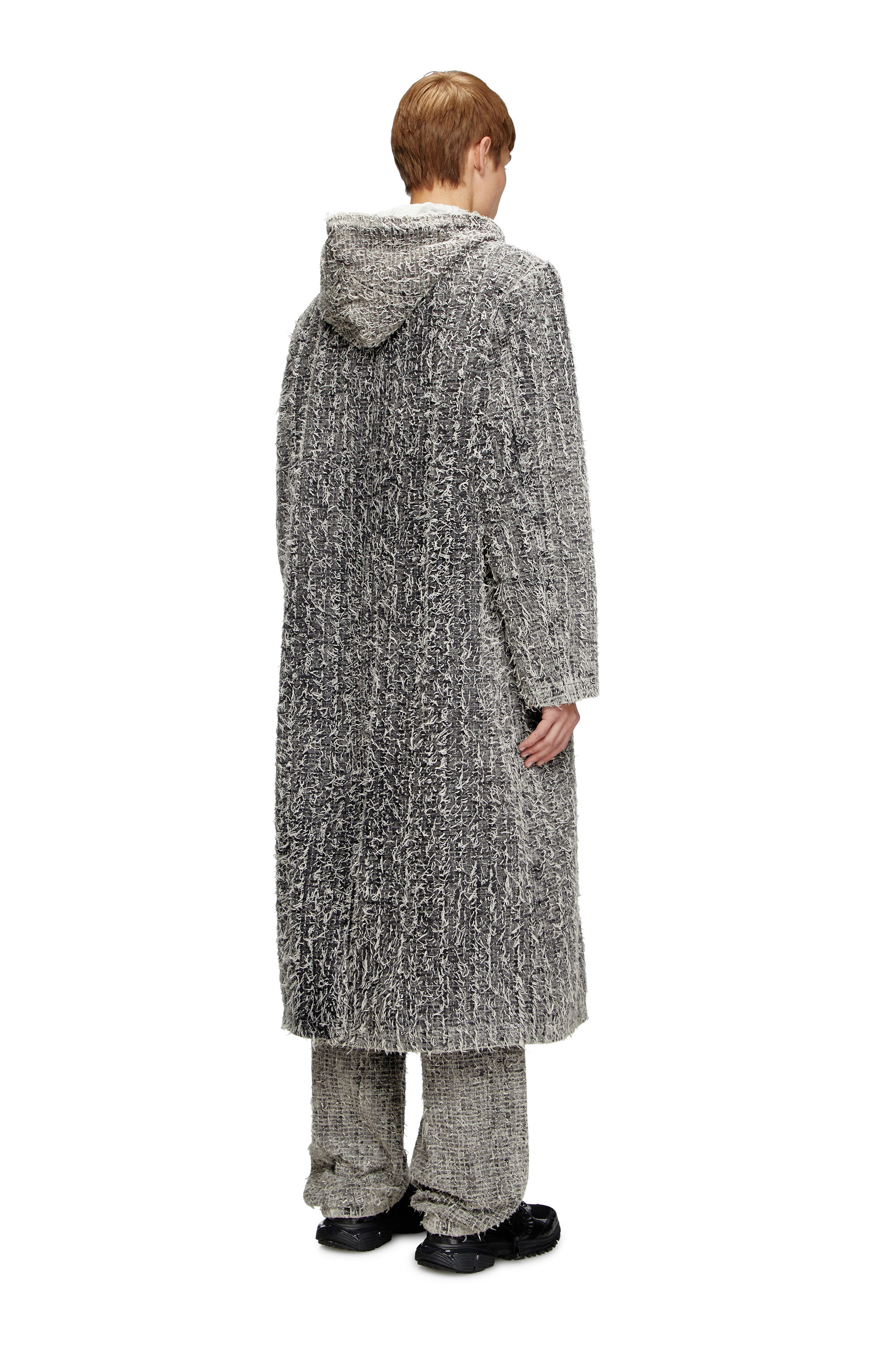 Diesel - D-JACK-S, Unisex's Hooded coat in bouclé denim in Light Grey - 4