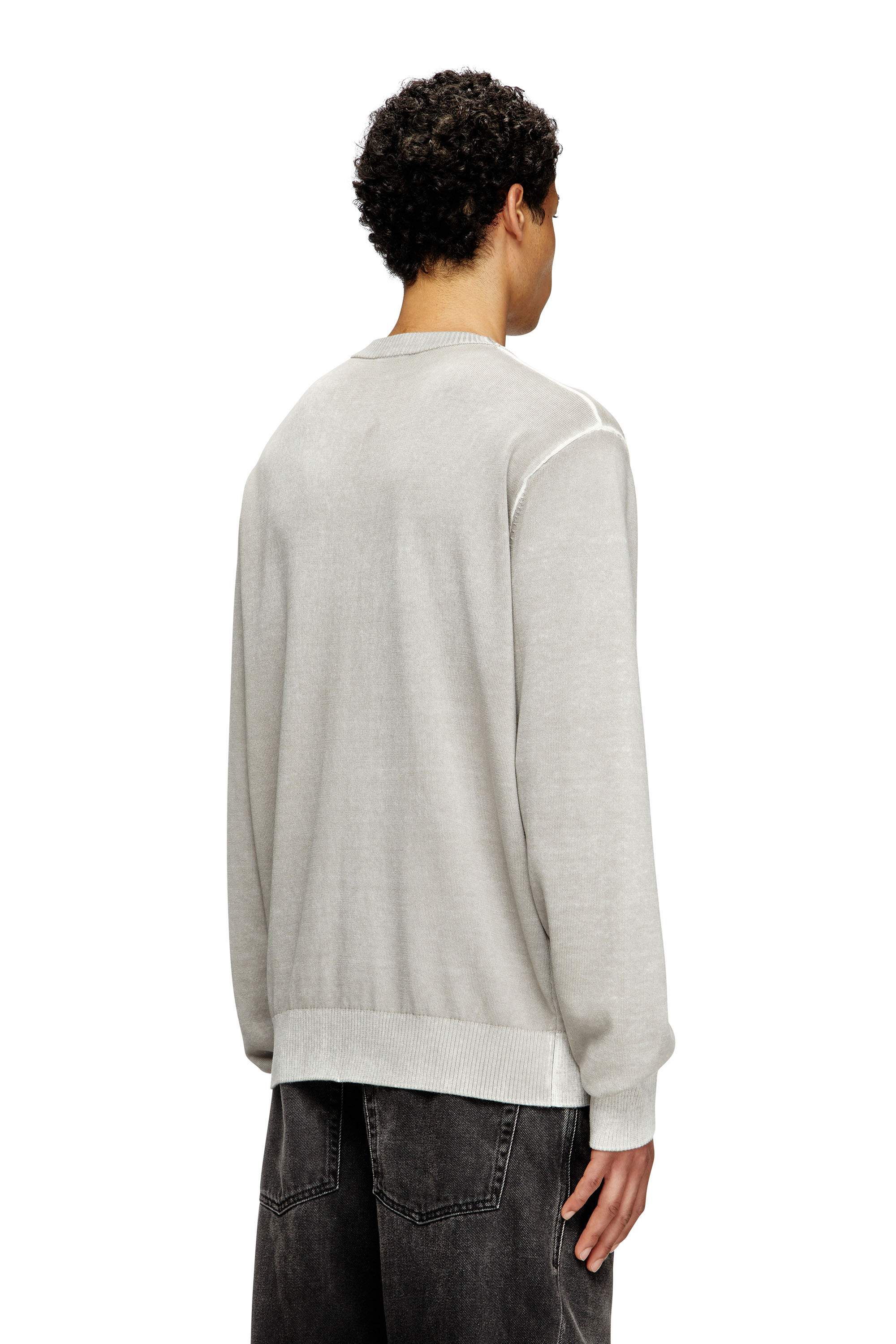 Diesel - K-LARENCE-B, Man's Reverse-print cotton jumper in Light Grey - 4