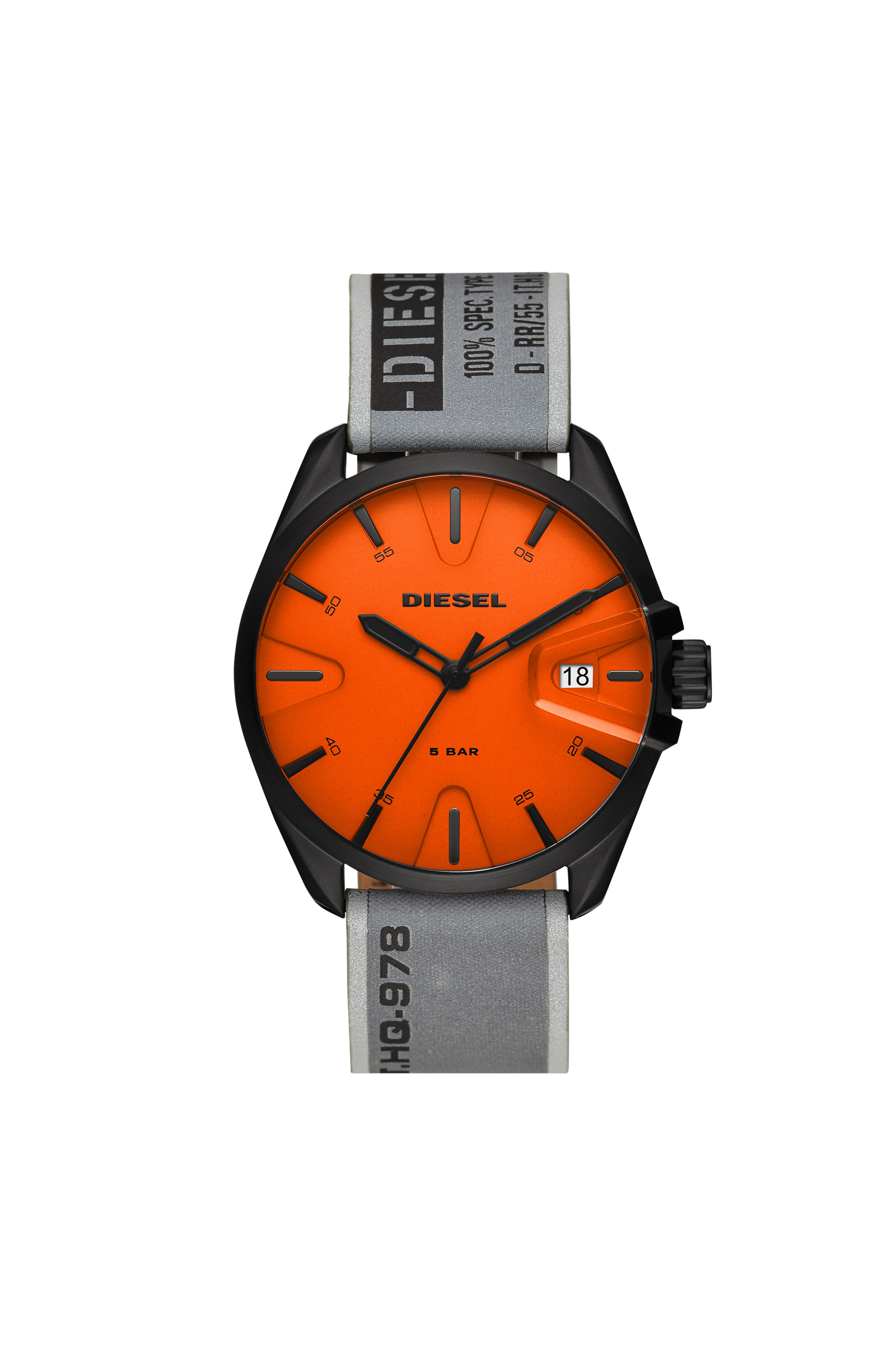 Diesel - DZ1931, Man's MS9 three-hand orange nylon watch in Black/Orange - 1
