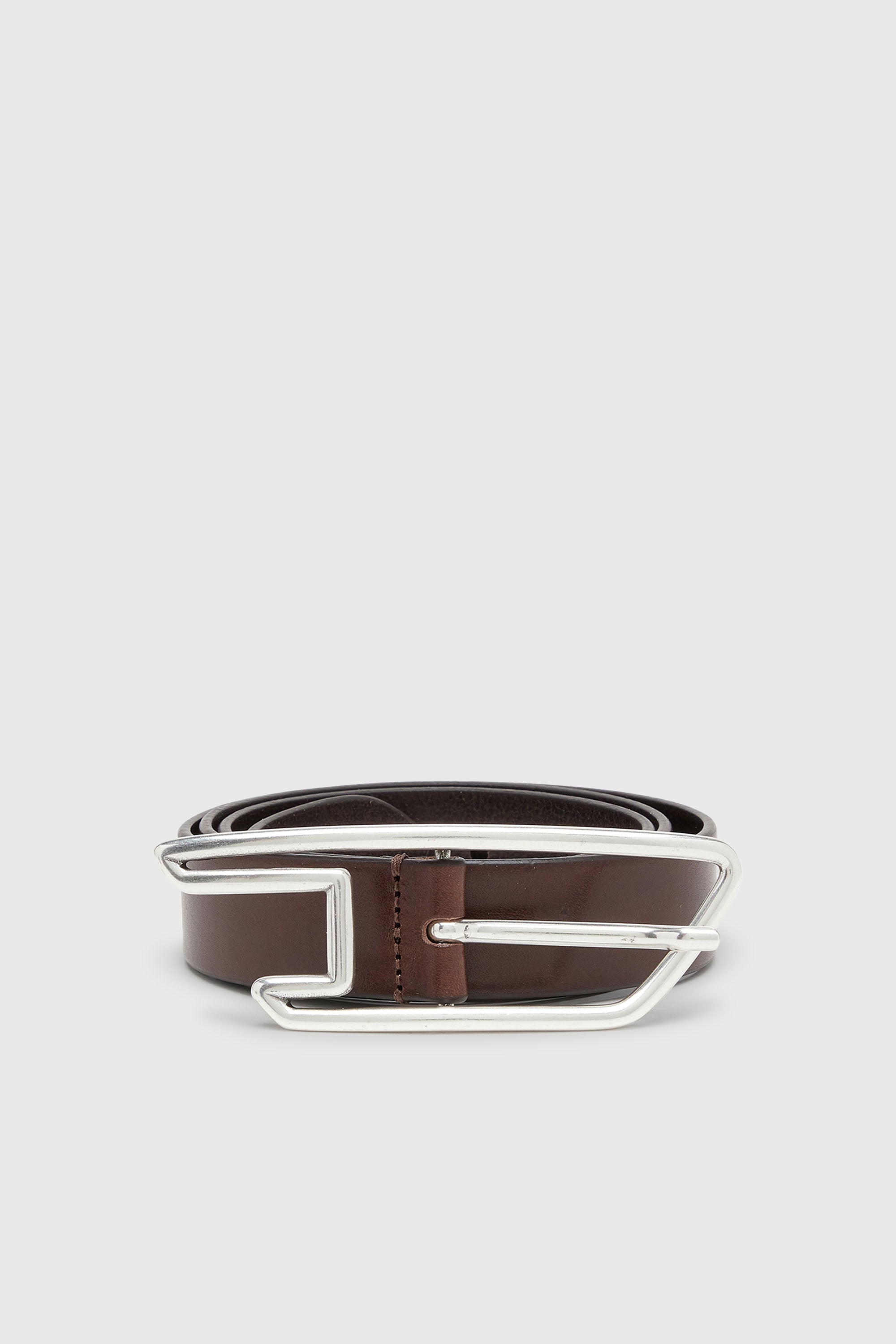 Diesel - B-D LINE 30, Unisex's 3cm leather belt with D-logo buckle in Brown - 1