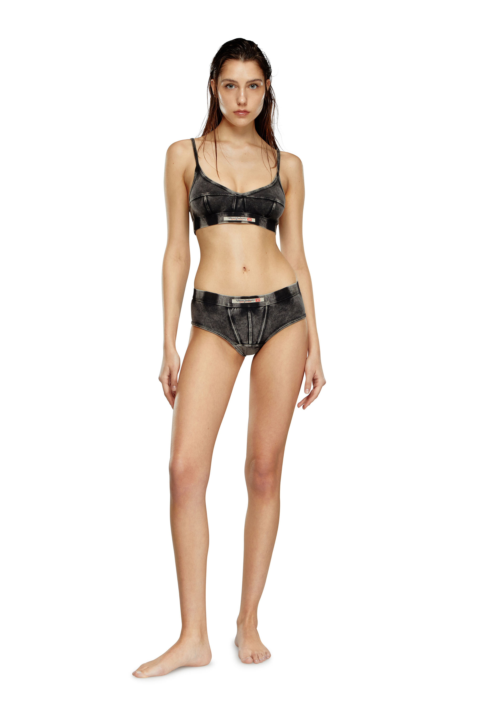 Diesel - UFPN-CLODIA, Woman's Briefs in denim-effect jersey in Black - 1