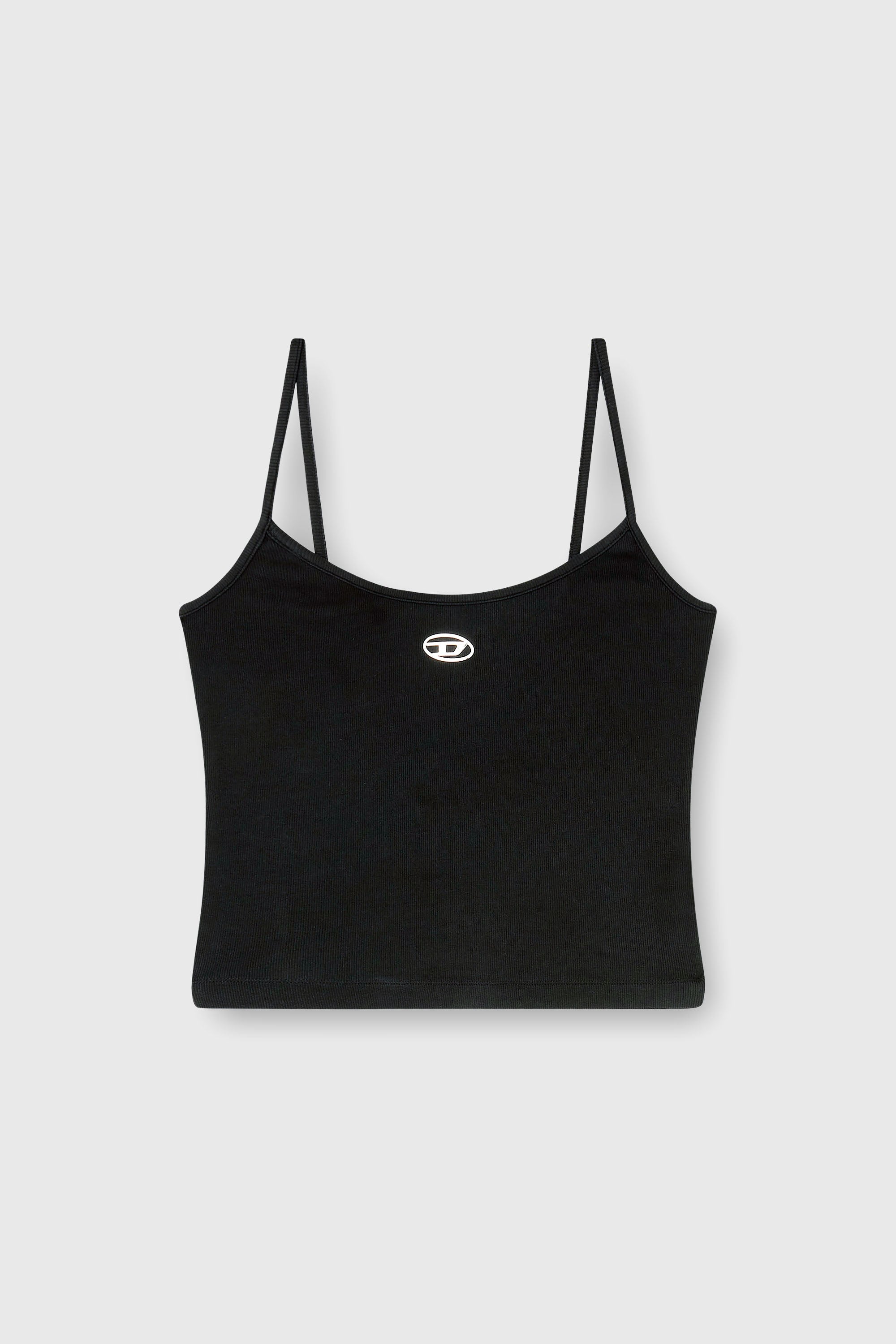 Diesel - T-HUPY-OD, Woman's Ribbed tank top with metallic Oval D in Black - 2