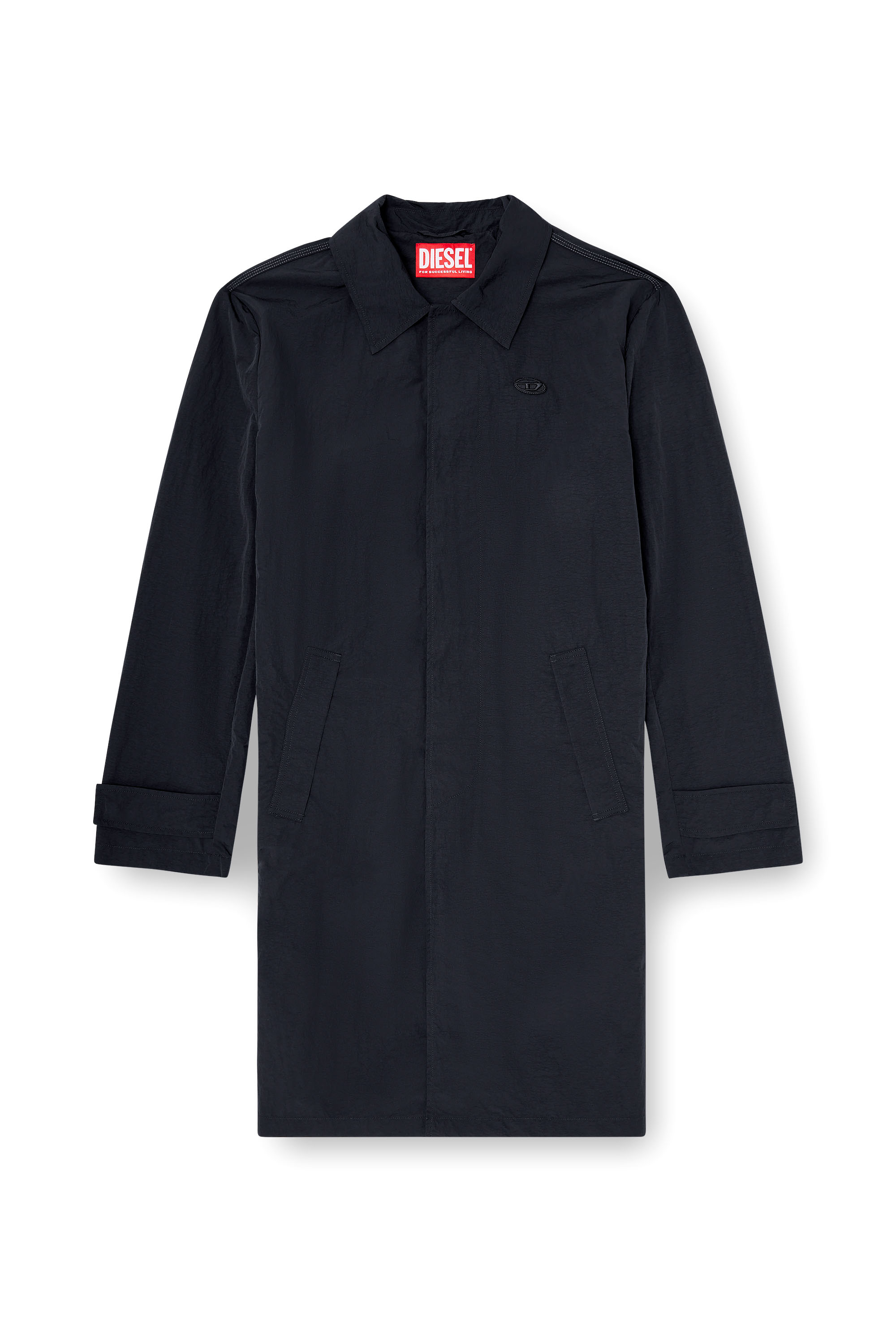 Diesel - J-BURHAT, Man's Nylon coat with shiny crinkle finish in Black - 2