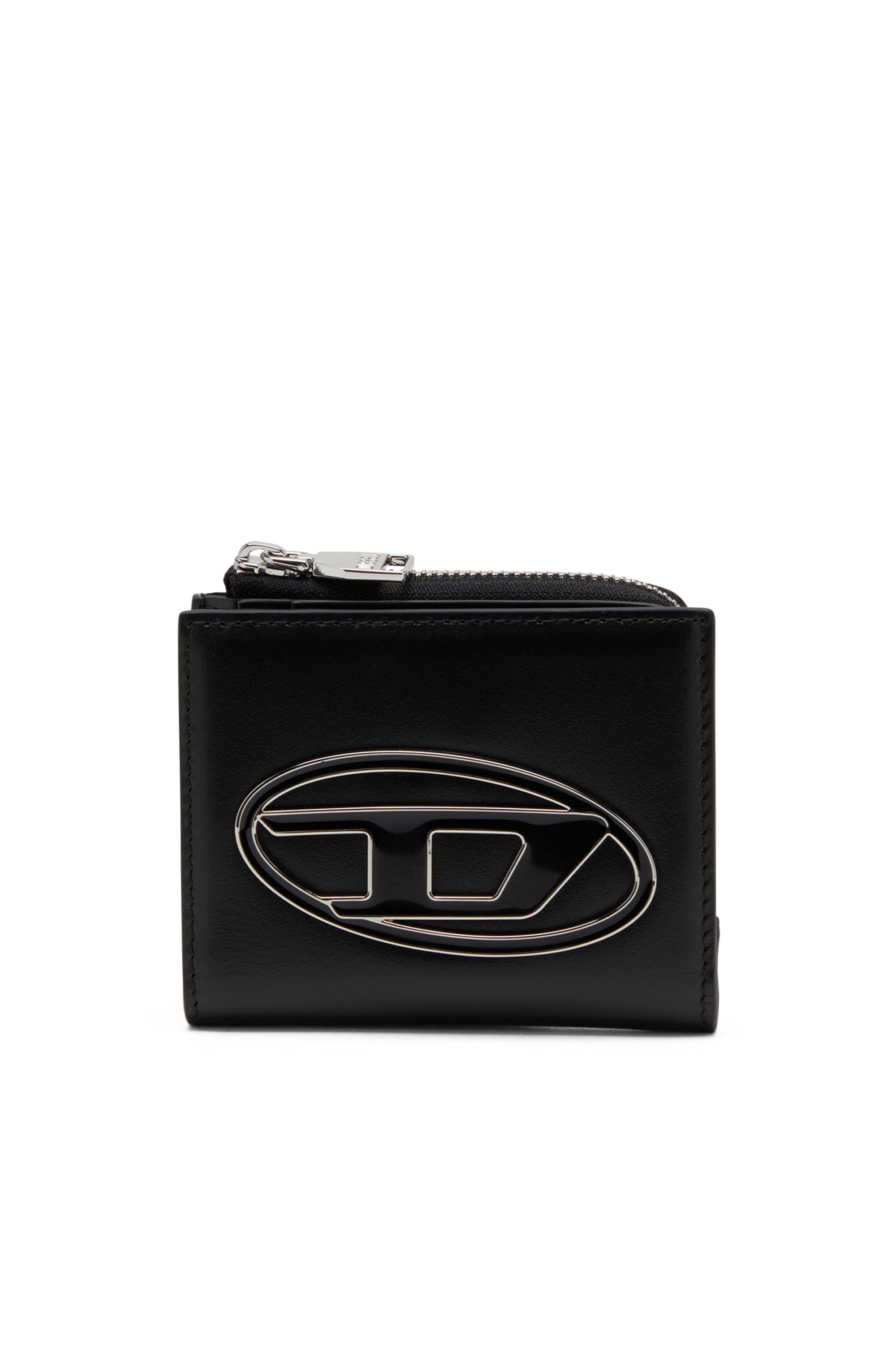 Diesel - 1DR CARD HOLDER ZIP L, Woman's Bi-fold card holder in nappa leather in Black - 1