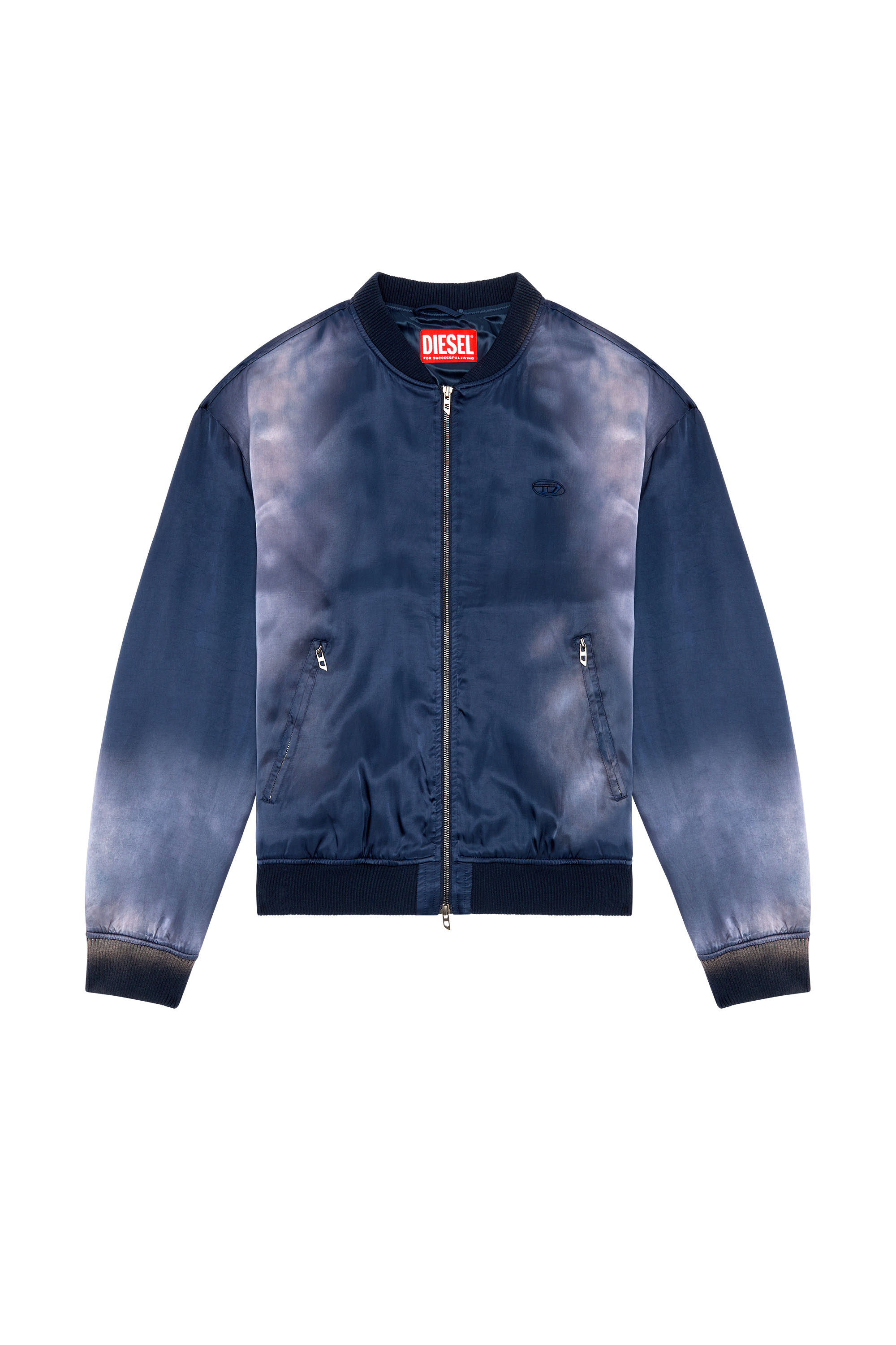 Diesel - J-MARTEX, Man Satin bomber jacket with faded effect in Blue - Image 3