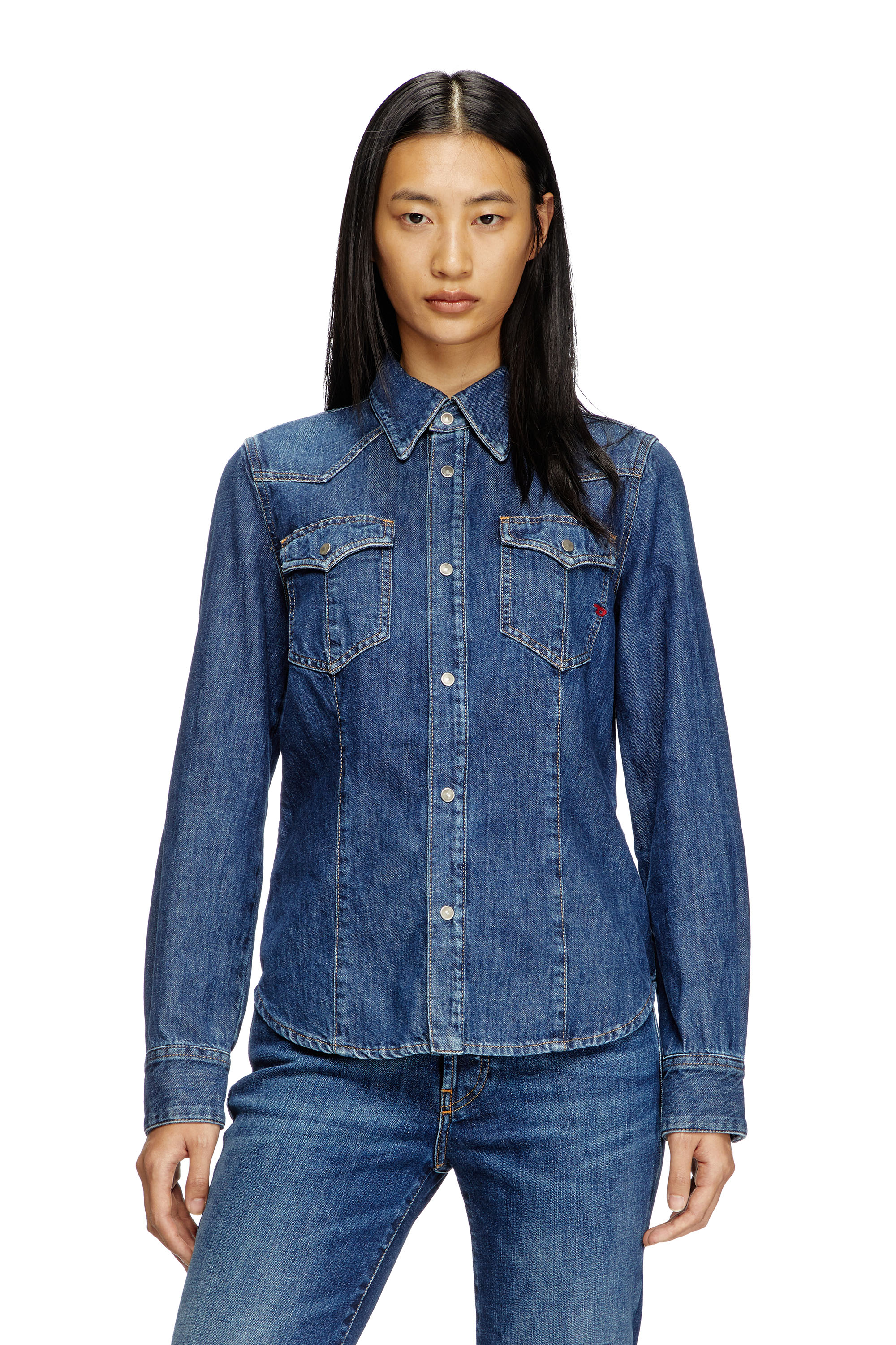 Diesel - DE-WAVES, Woman's Western shirt in denim in Blue - 3