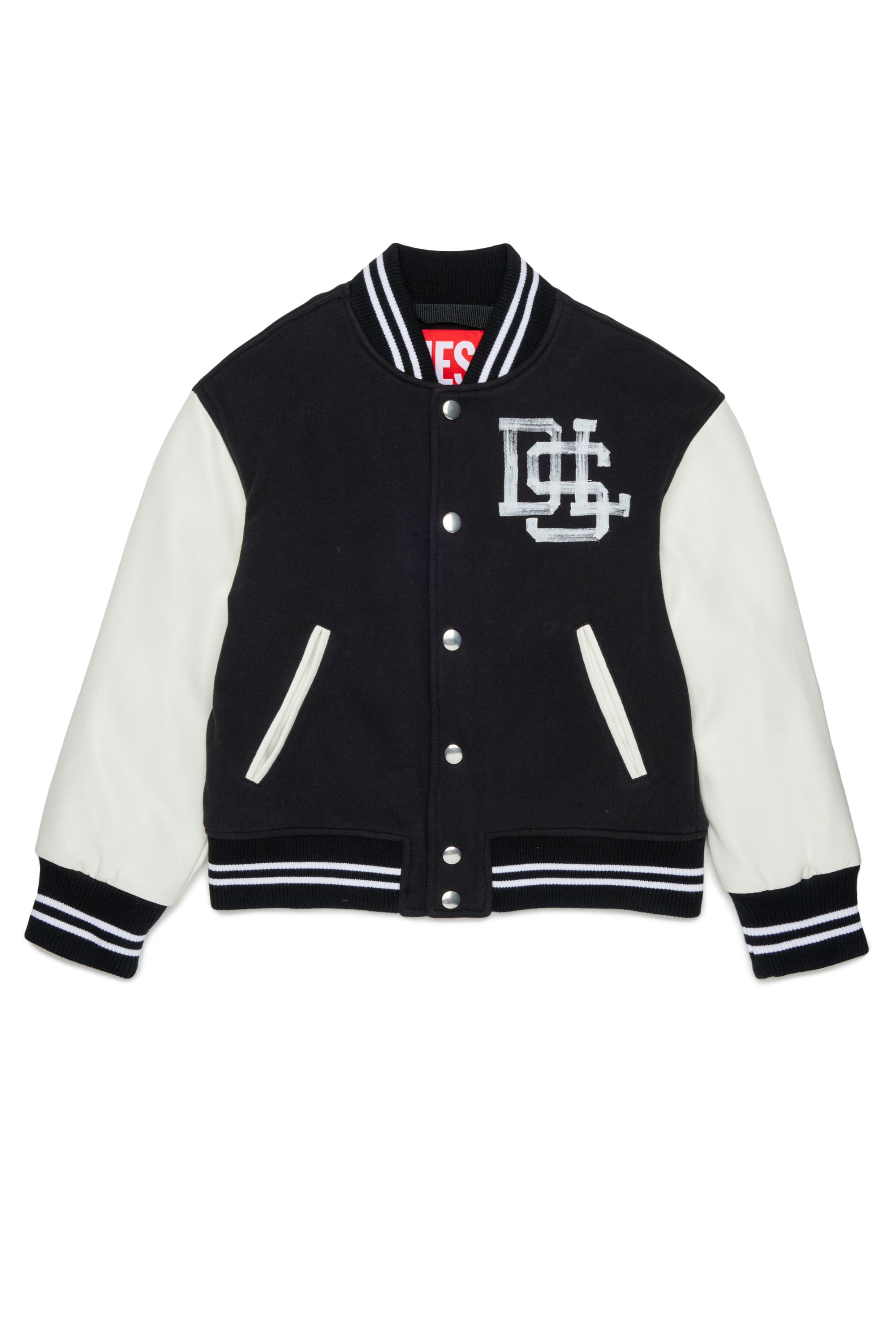 Diesel - JBAND, Man's Colour-block varsity jacket in Black - 1