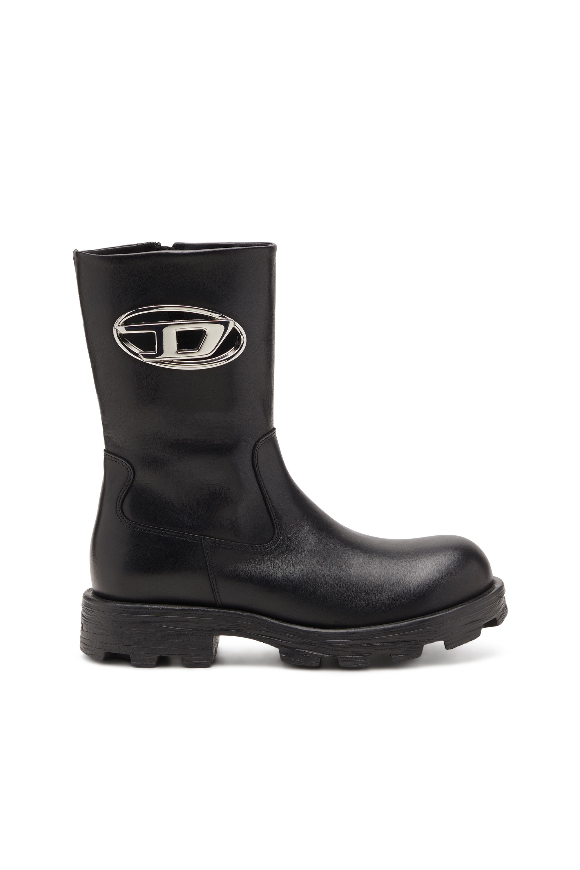 Diesel - D-HAMMER BKR D W, Woman's D-Hammer-Biker boots in shiny leather in Black - 1