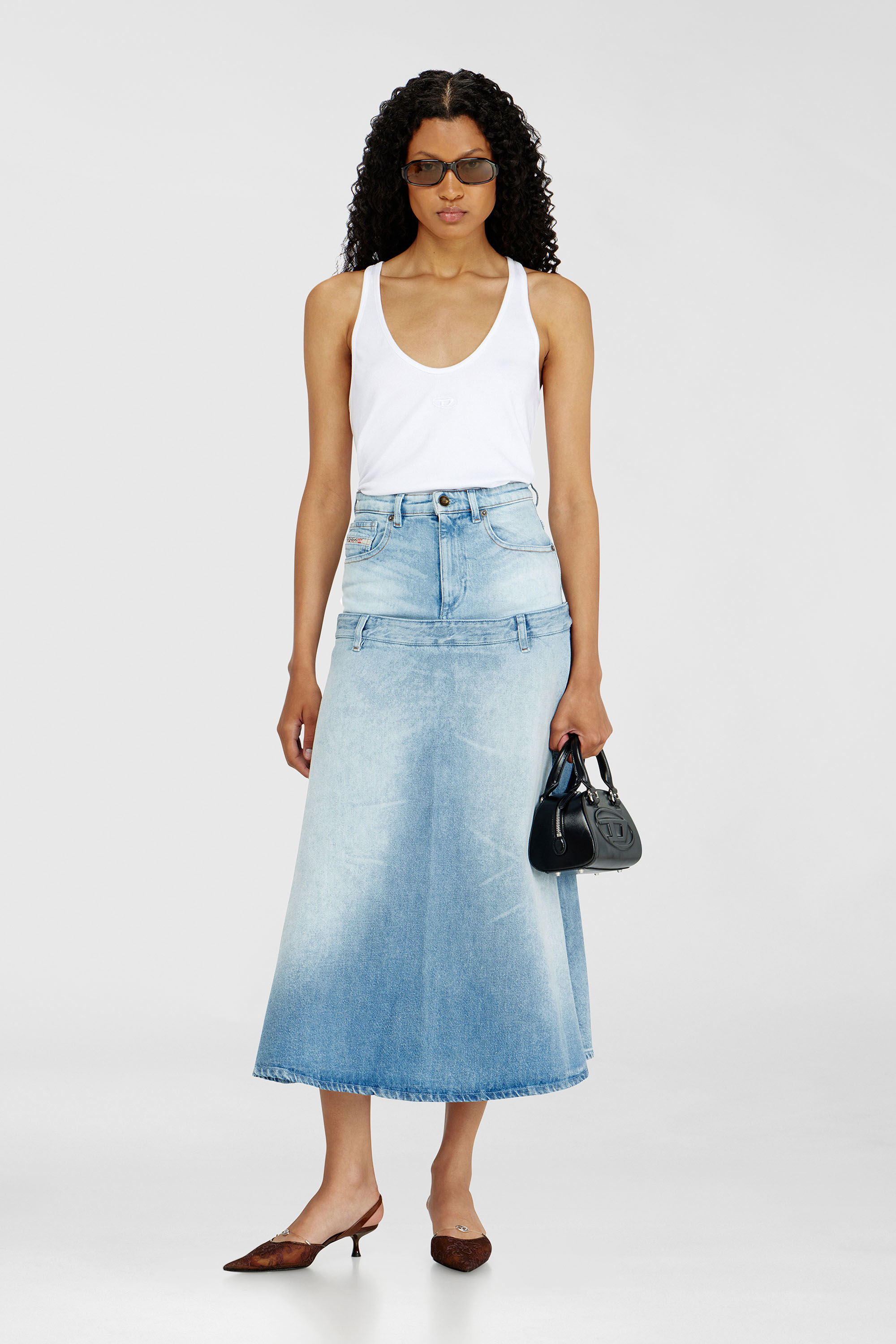 Denim skirt with layered design