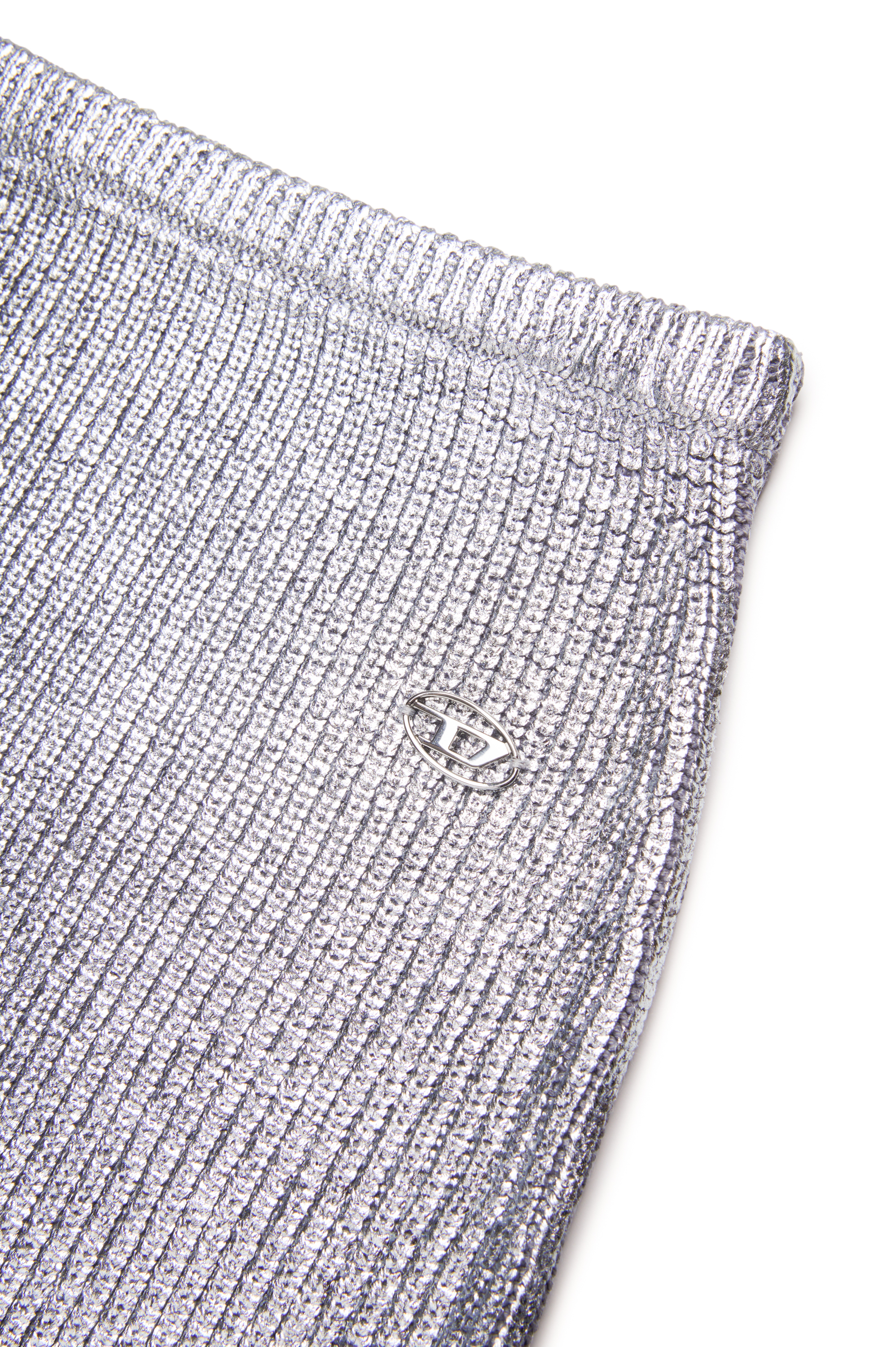 Diesel - GSILV, Woman Metallic mini skirt in coated knit in Silver - Image 4
