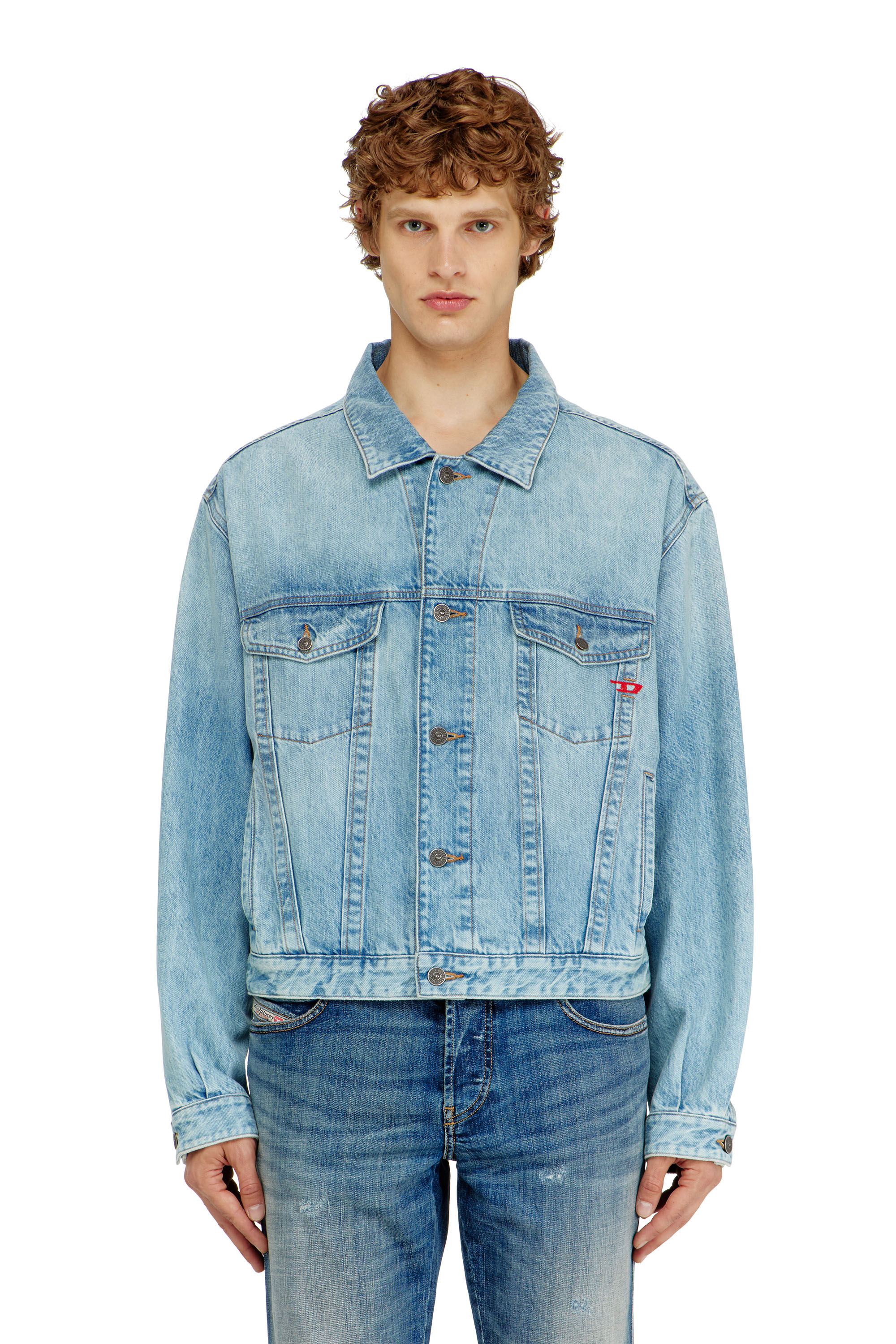 Diesel - D-RANGER, Unisex's Trucker jacket in denim in Light Blue - 1
