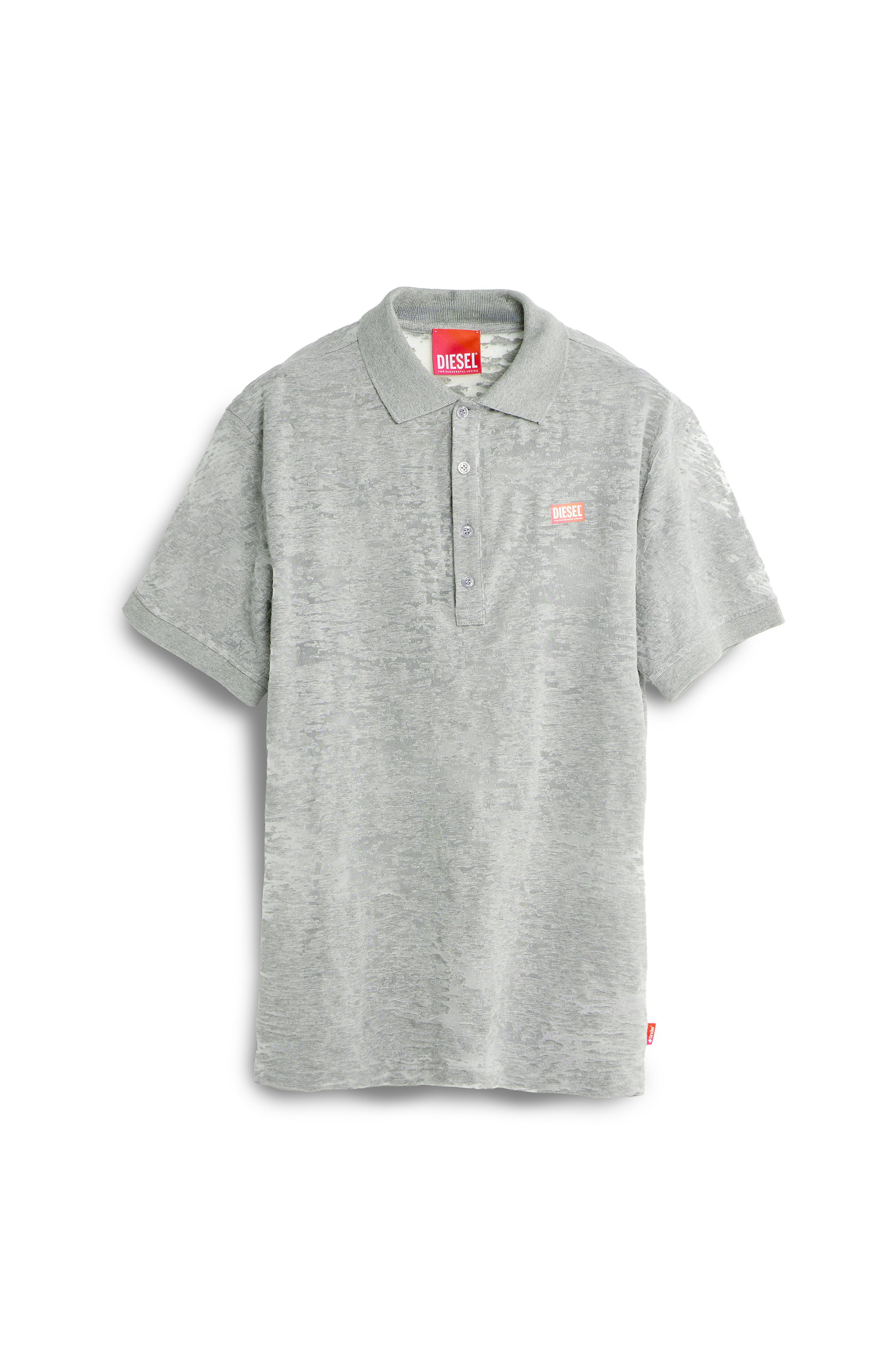 Diesel - PR-T-REJUST, Man's Polo shirt in all-over devor&eacute; jersey in Light Grey - 2