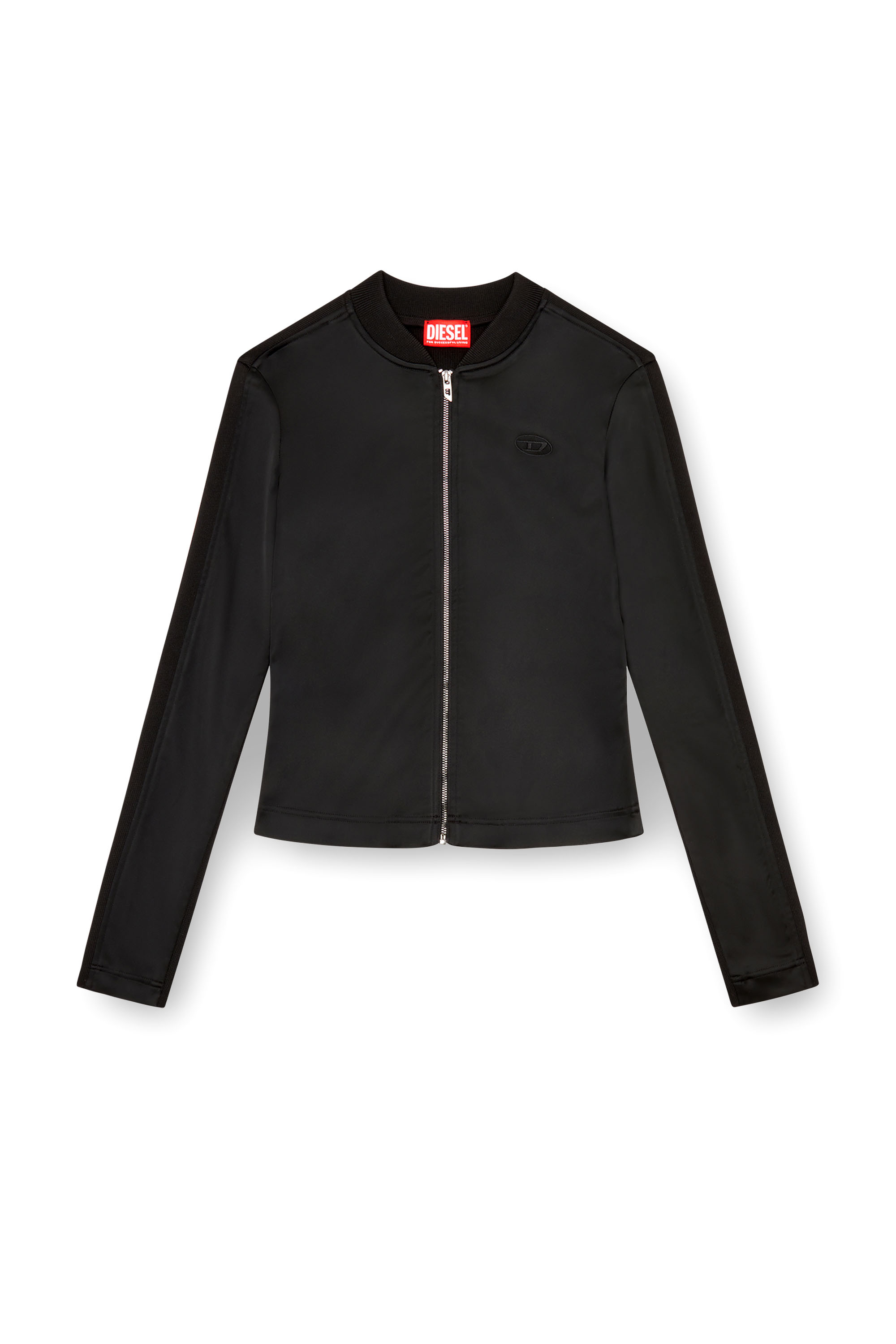 Diesel - G-OPER, Woman's Rib-knit and stretch satin jacket in Black - 3