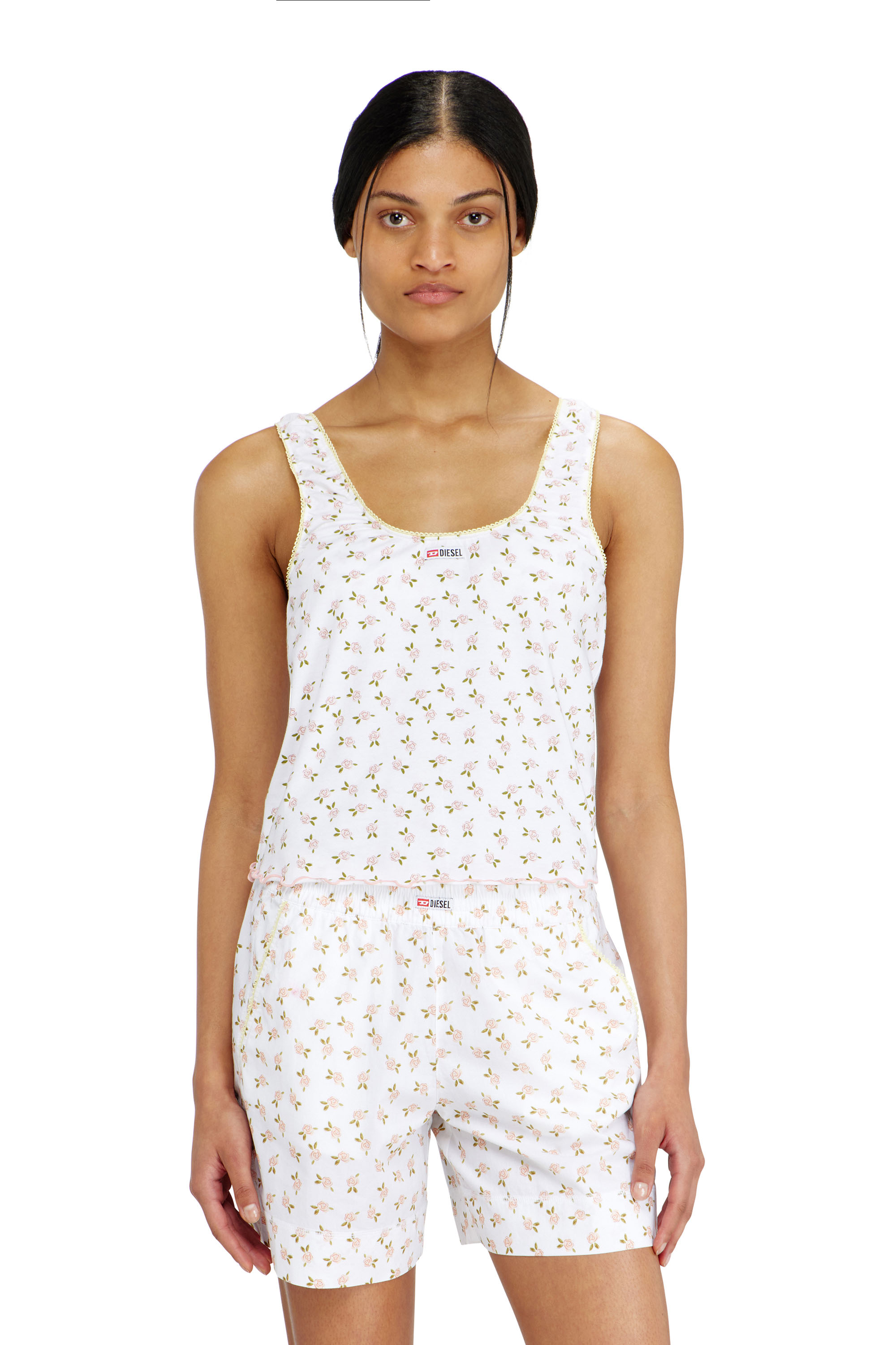 Diesel - GEORGIE-D-CORE, Woman's Stretch cotton top with floral print in White - 2