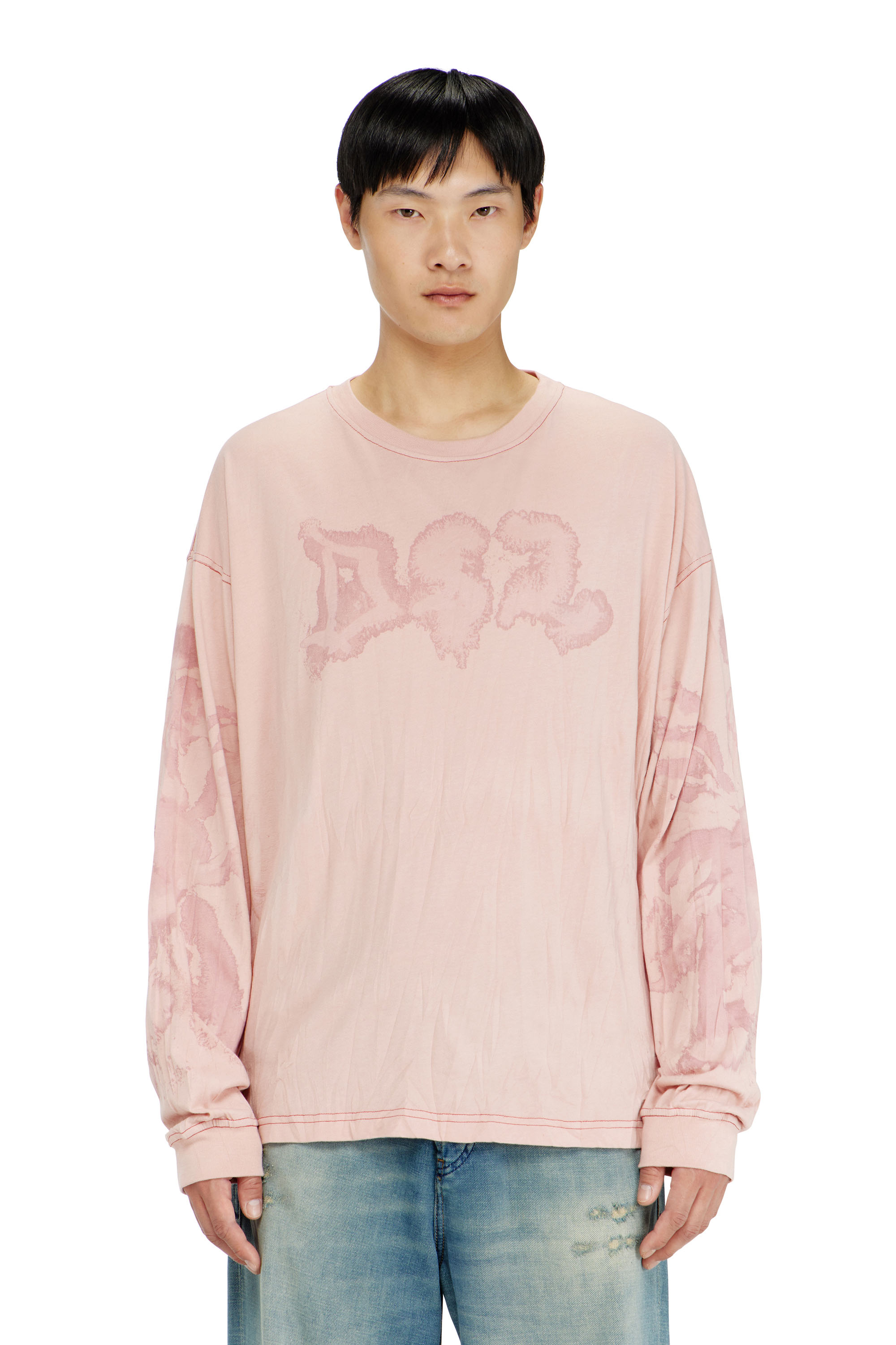 Diesel - T-BOXT-LS-AA4, Man's Relaxed long sleeve tee with blotched print in Pink - 3