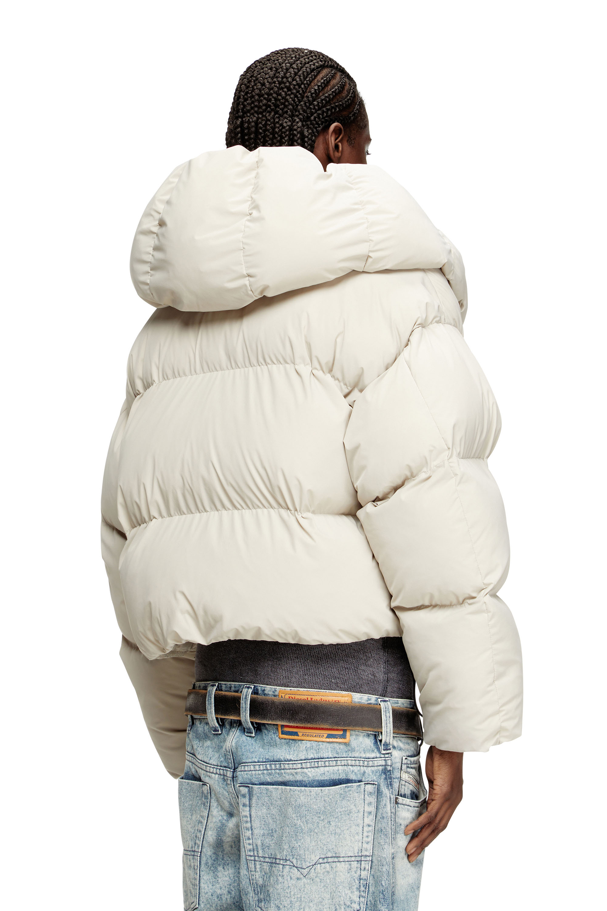 Diesel - W-ILEY-T1, Woman's Wrap puffer in bi-stretch nylon in Beige - 4