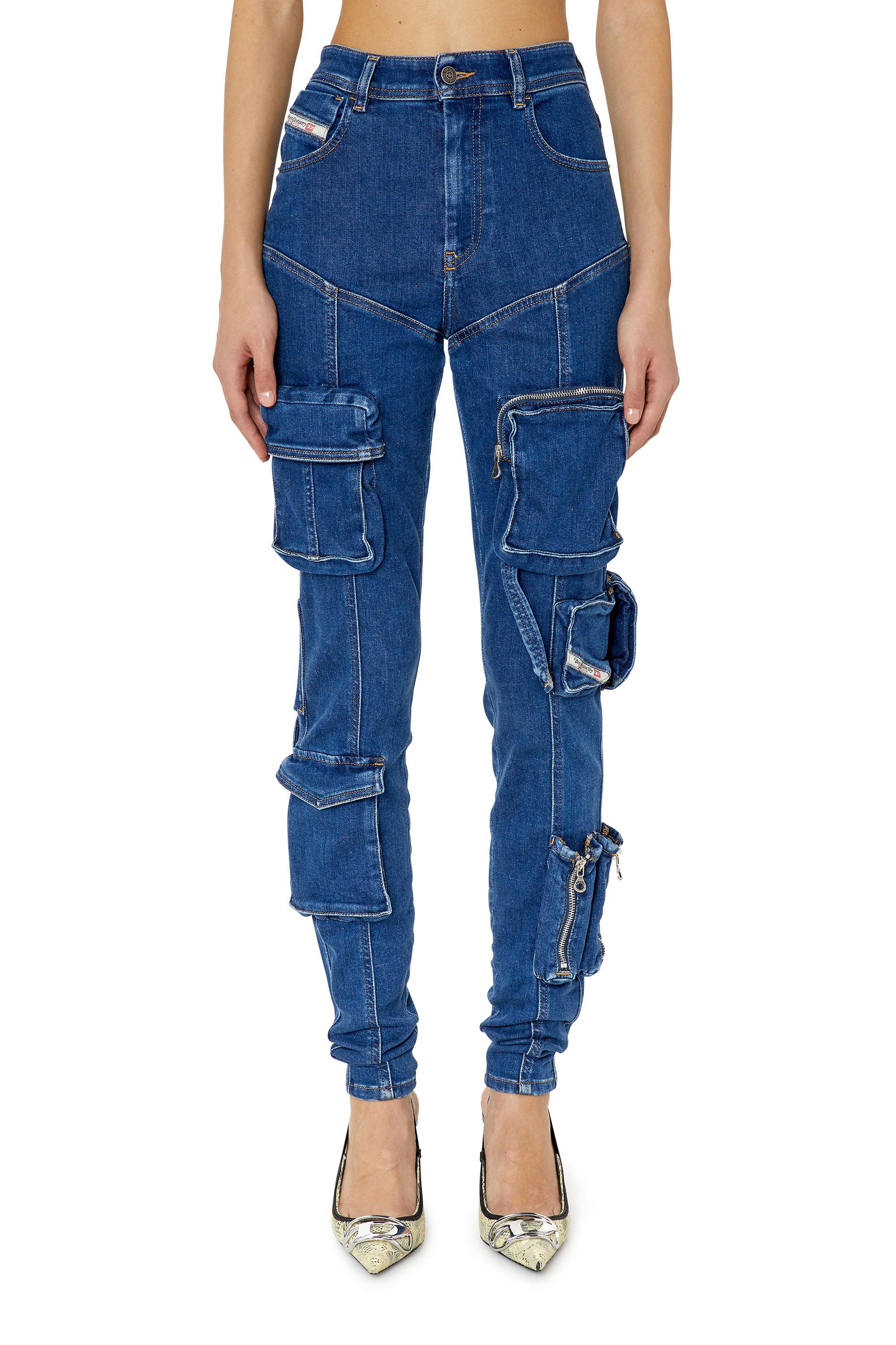 Diesel - 1984 Slandy-High 09F28 Super skinny Jeans, Dark Blue - Image 1