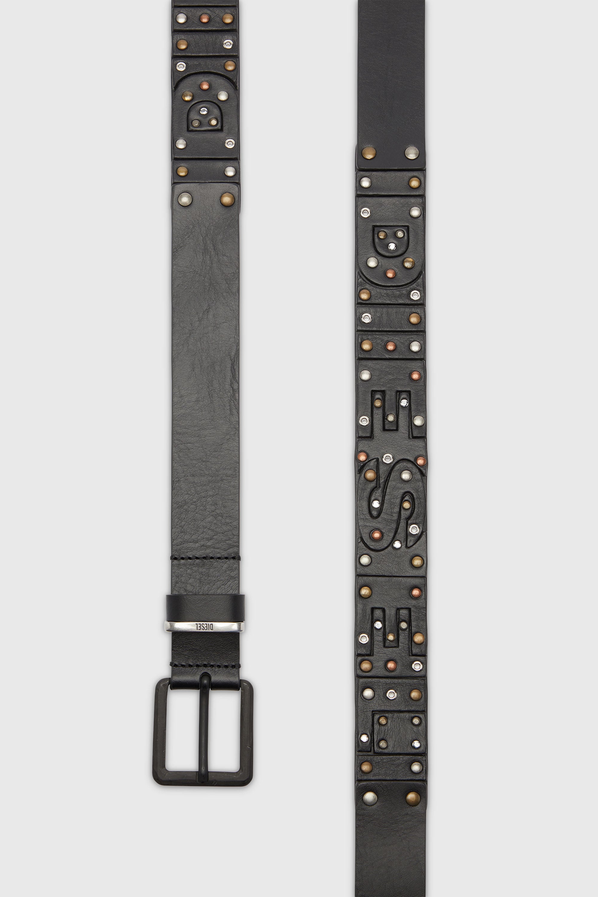 Diesel - B-DSL RIVETS, Unisex's 4cm leather belt with studs and rivets in Black - 2