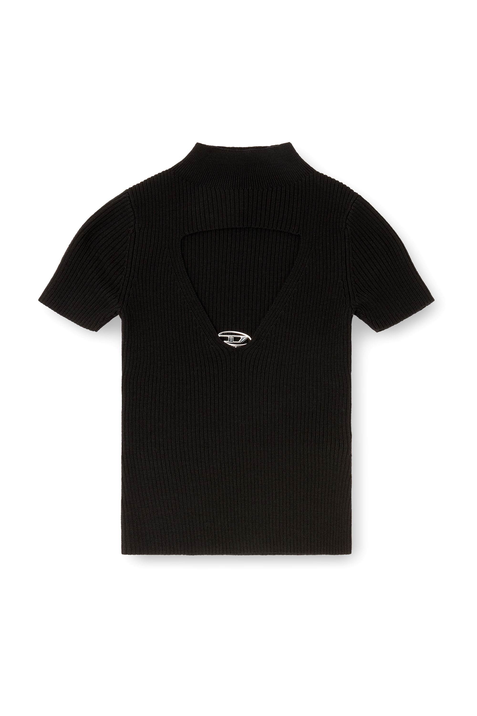 Diesel - M-OLIVE, Woman's Cut-out wool-knit top in Black - 3