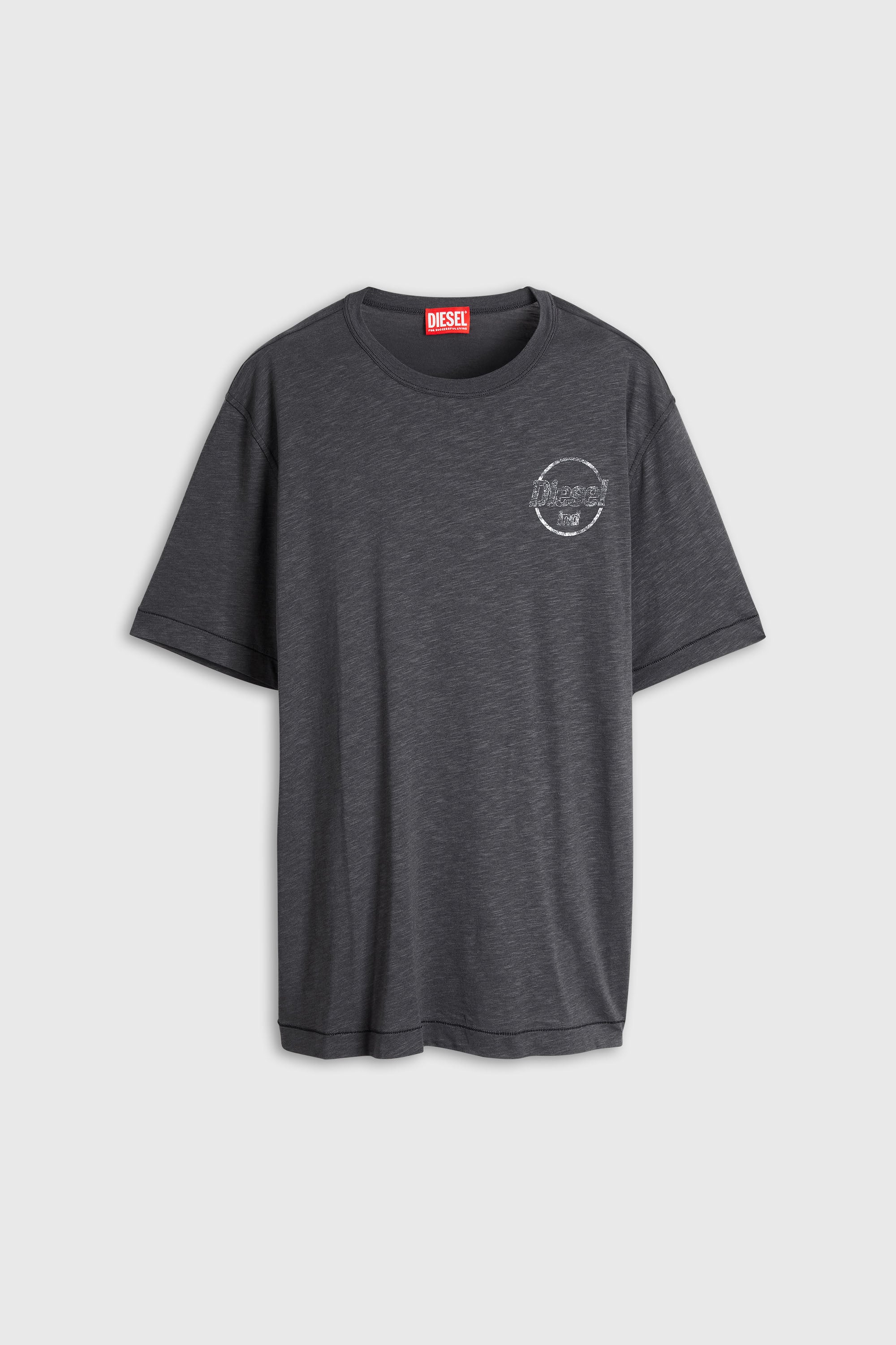 Diesel - T-ADJUST-B11, Man's T-shirt in slub jersey with crack print in Dark grey - 2