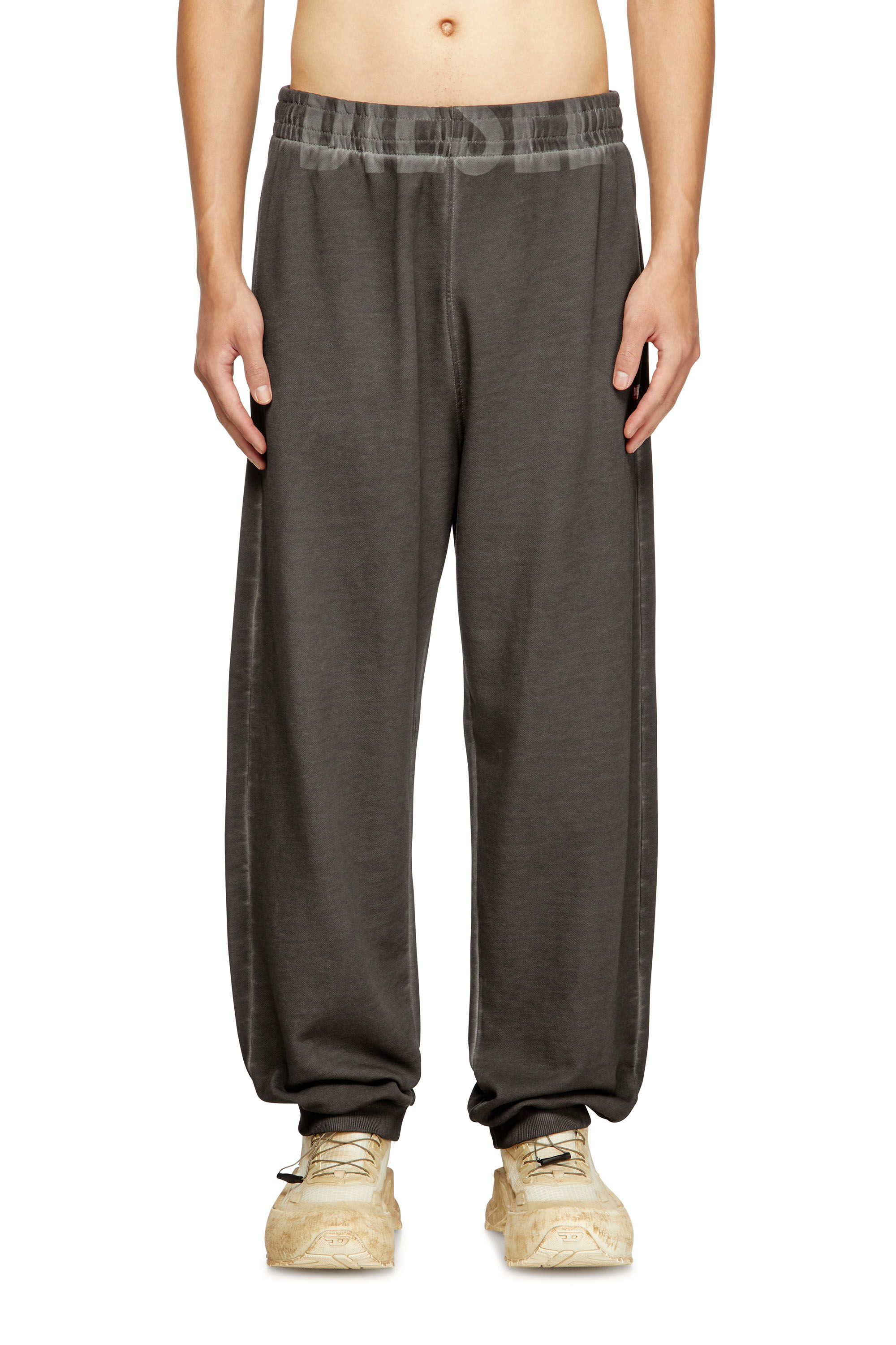 Diesel - P-MARKY-CUFF-T1, Man's Cotton joggers with drawstring waist in Dark grey - 3