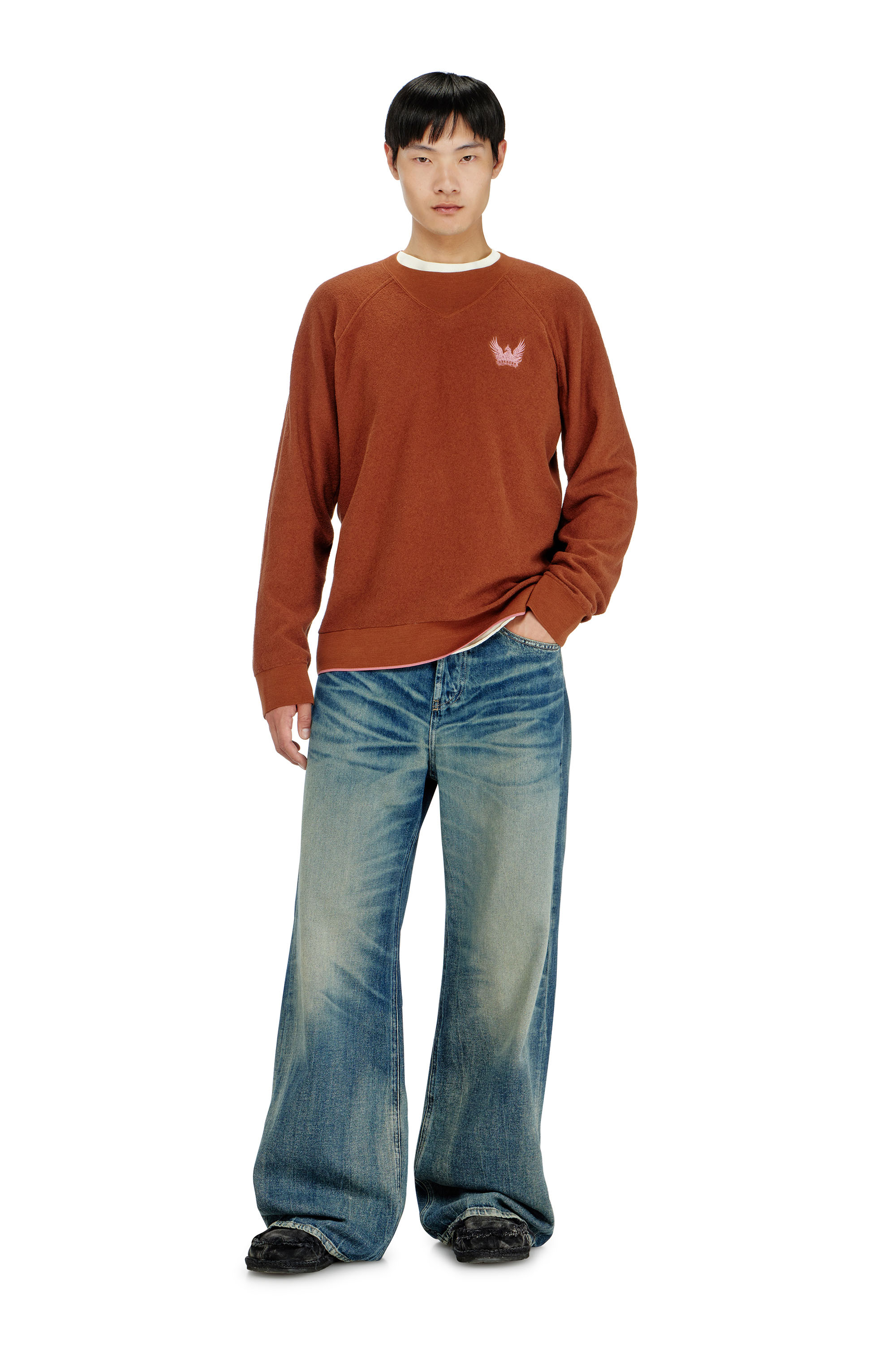 Diesel - K-RALFS, Man's Boucl&eacute; jumper with Phoenix embroidery in null - 2