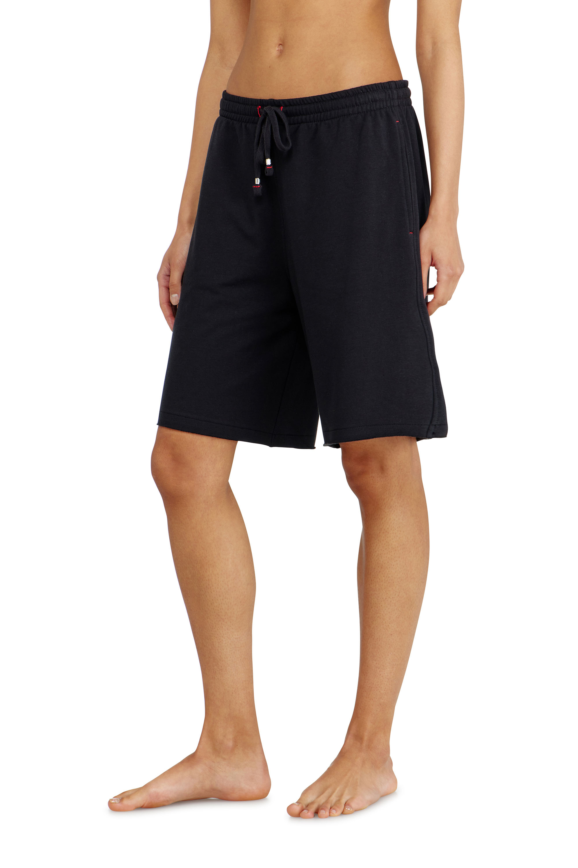 Diesel - CLARA-D-CORE, Woman's Peached sweat shorts with raw hems in Black - 2