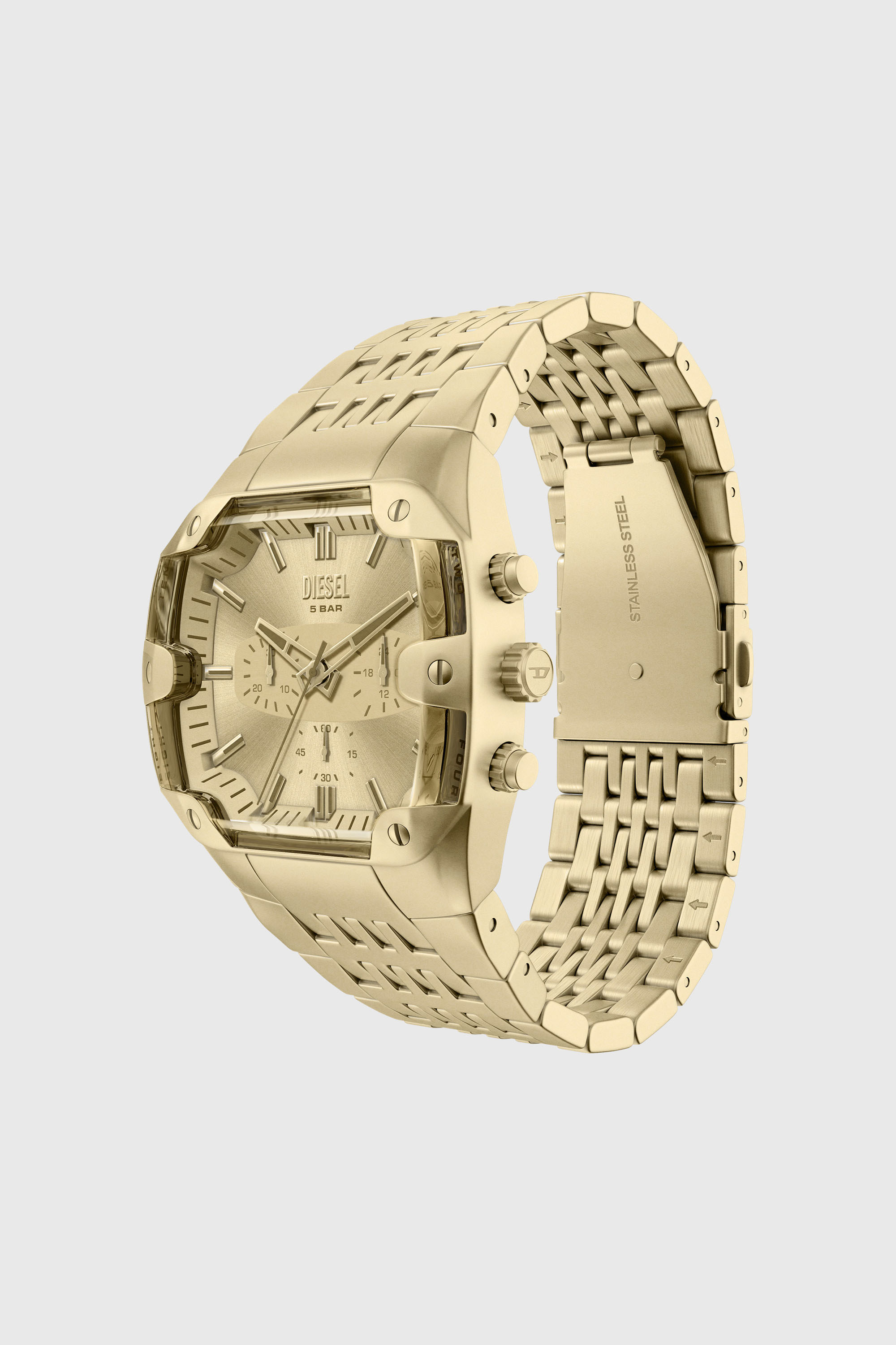 Diesel - DZ4718 WATCH, Man's Spiked Cushion gold-tone stainless steel watch in Gold - 6