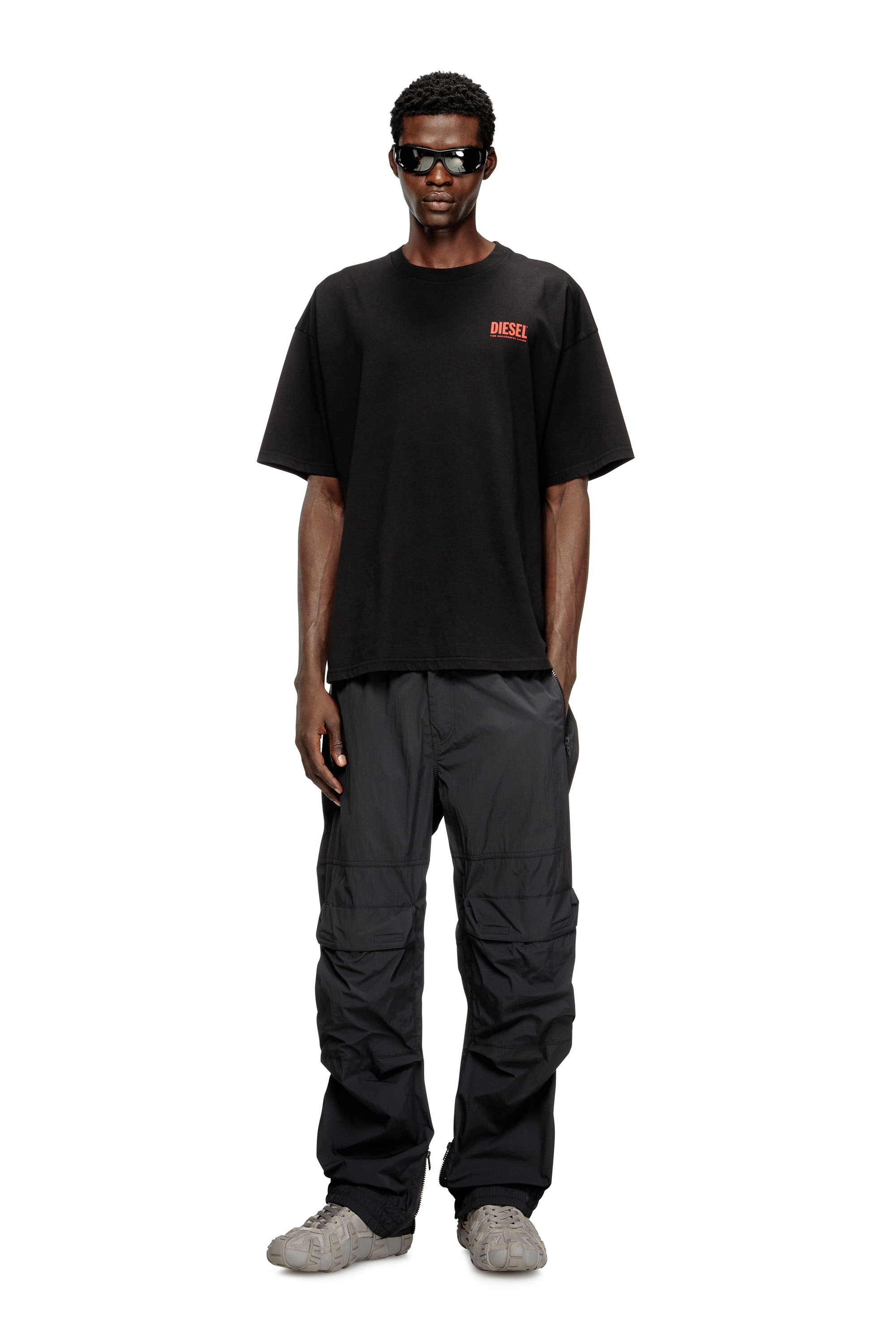 Diesel - T-BOXT-BISK, Man's Cotton T-shirt with Diesel Biscotto print in Black - 1