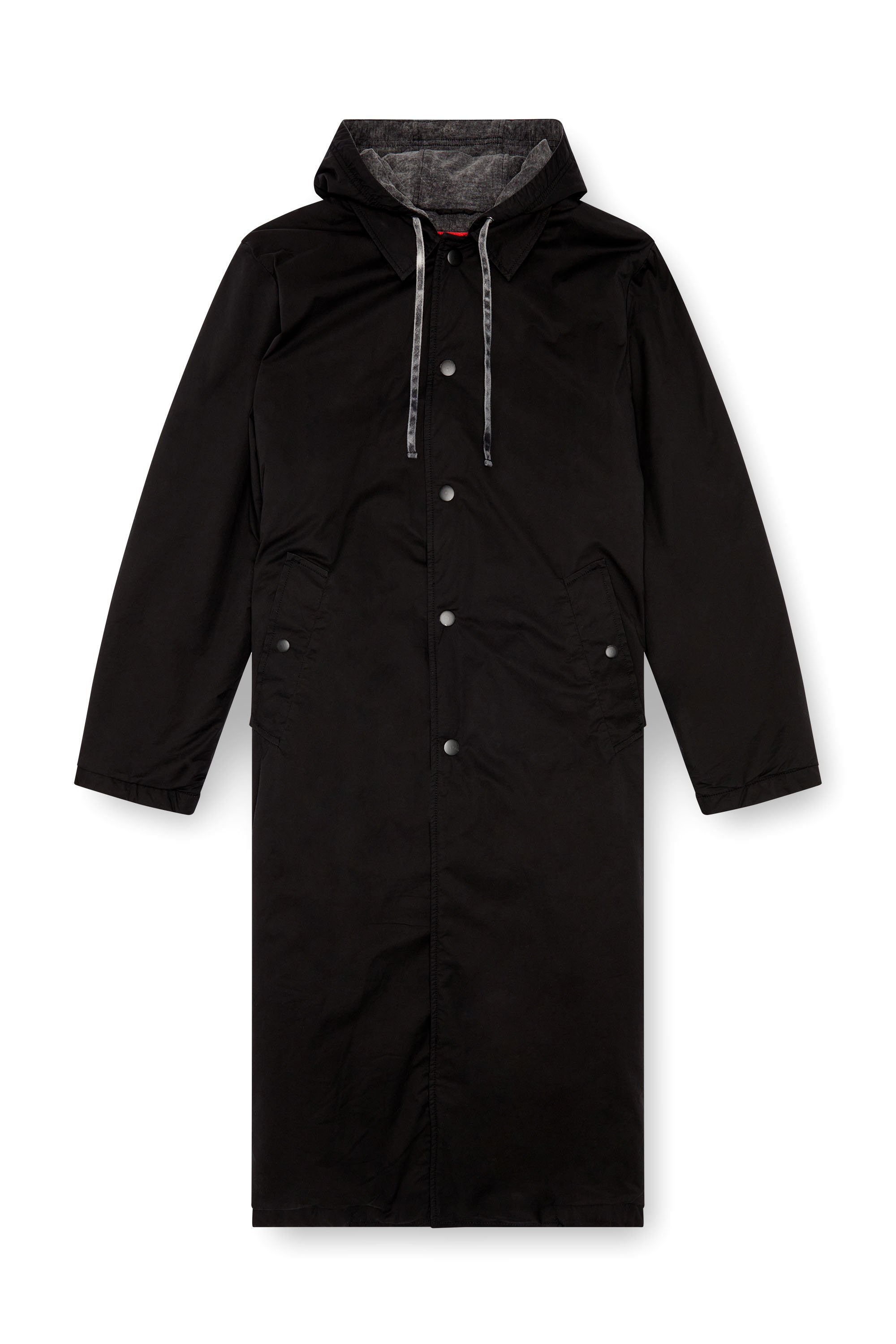 Diesel - J-MARLON, Man's Hooded rain coat in cotton poplin in Black - 2