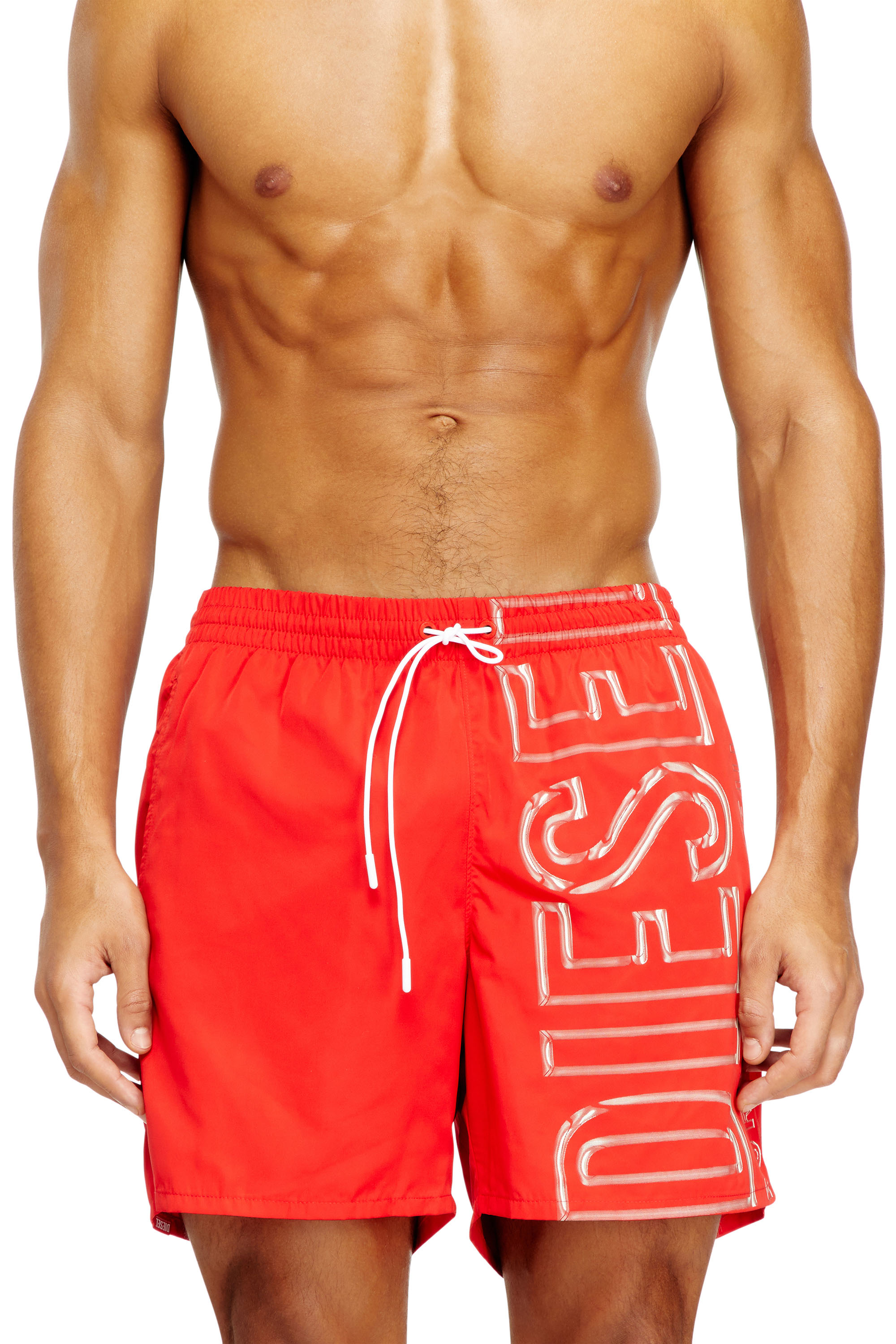 Diesel - SOCCER-41-D-CORE, Man's Swim shorts with oversized logo print in Red - 2