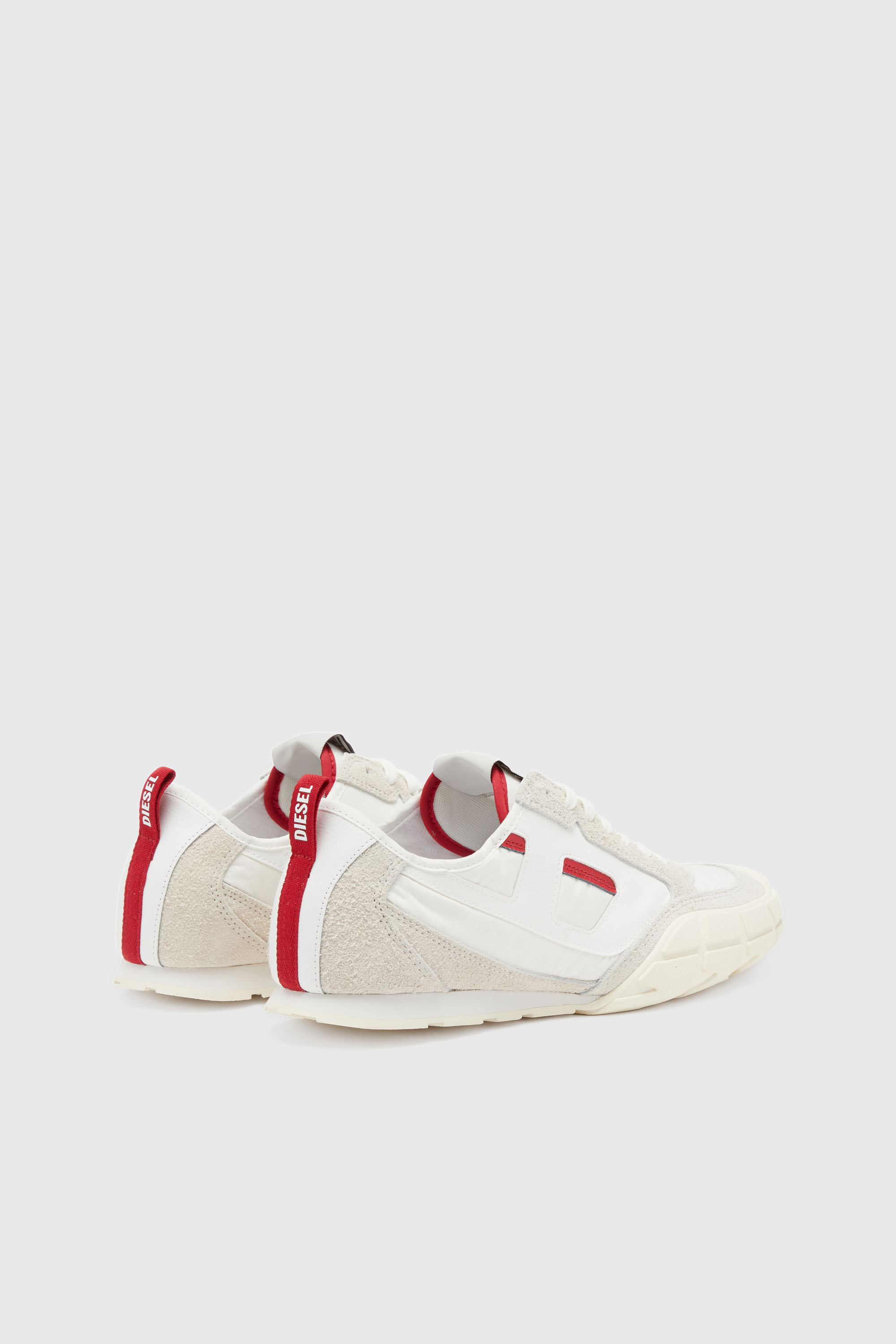 Diesel - S-PAGODHA LOW, Man's S-Pagodha-Sneakers in leather, suede and ripstop in White/Red - 3