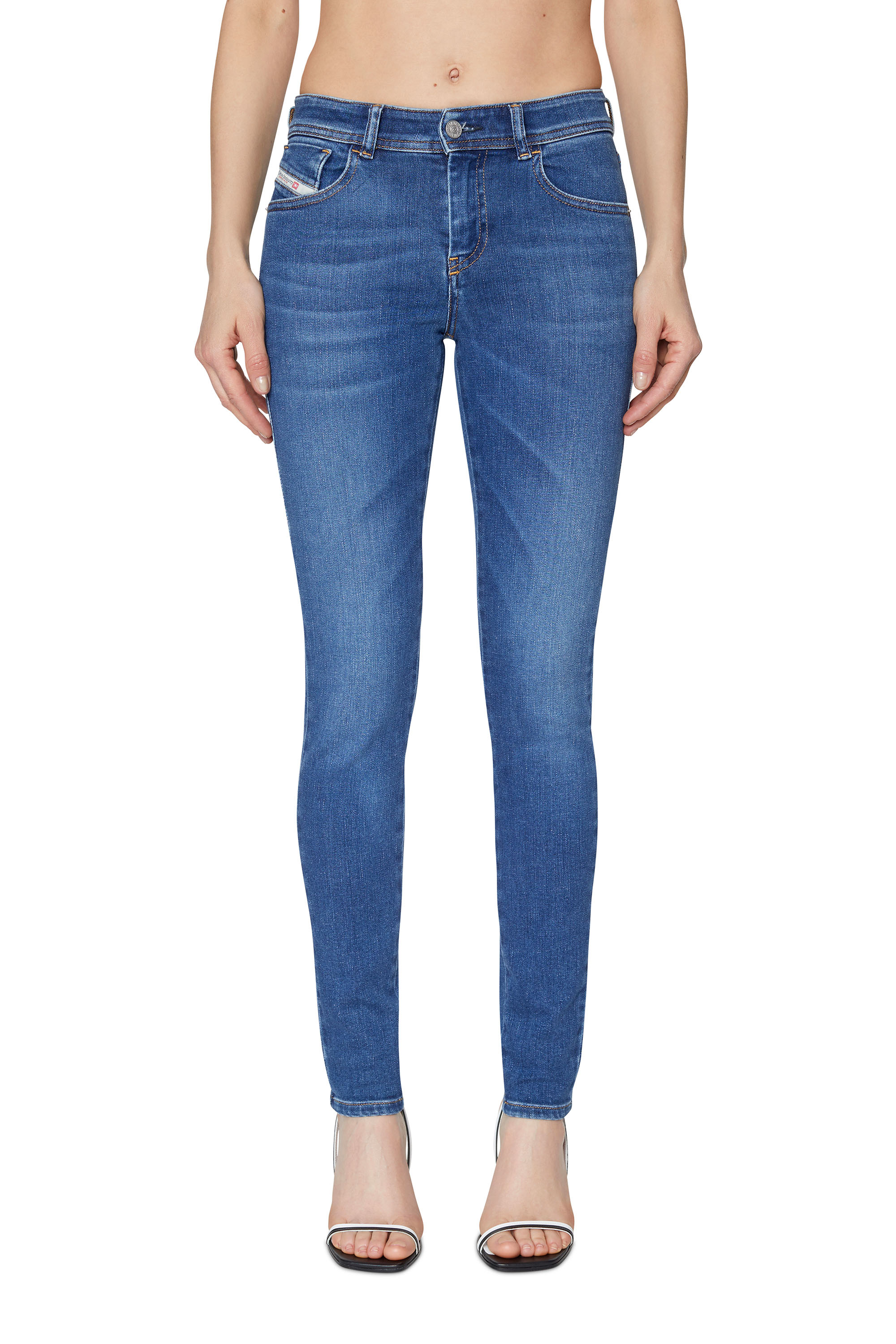 Diesel - Super skinny Jeans 2017 Slandy 09C21, Woman's Super skinny Jeans - 2017 Slandy in Medium blue - 1