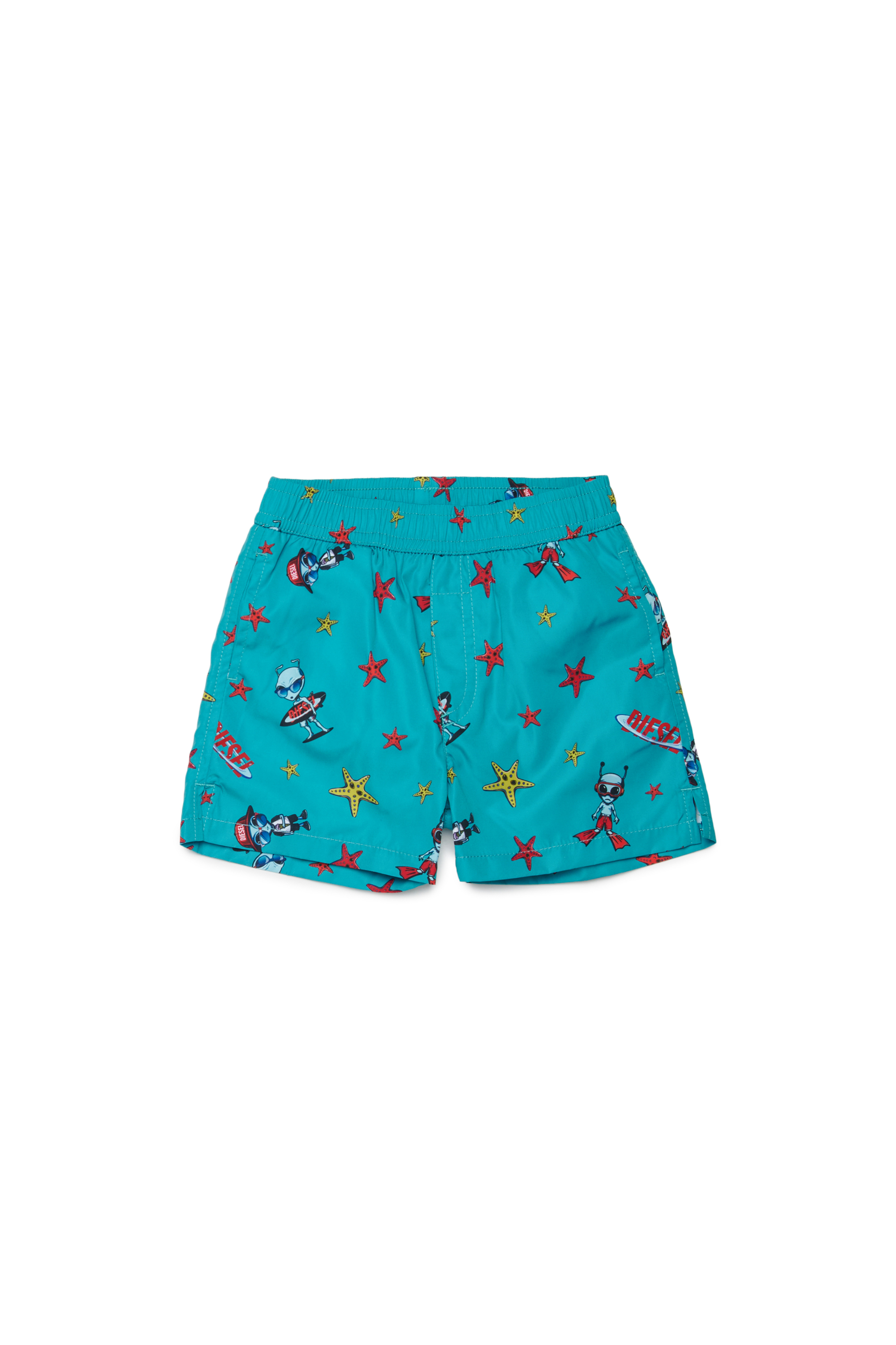 Diesel - MIALYB, Man's Swim shorts with starfish print in Green - 1