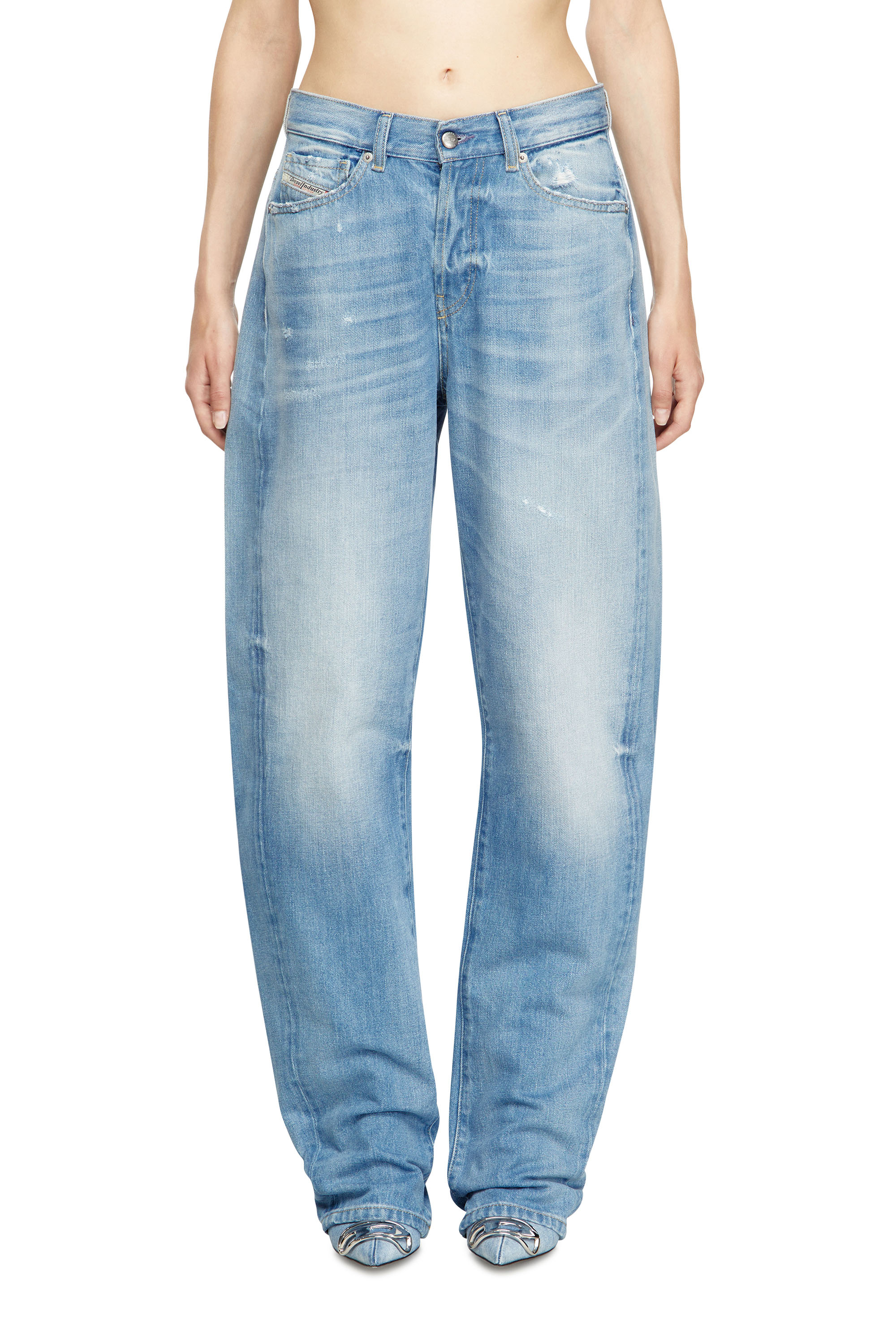 Diesel - Woman's Relaxed Jeans 1974 D-Ellz 09M24, Light Blue - 3