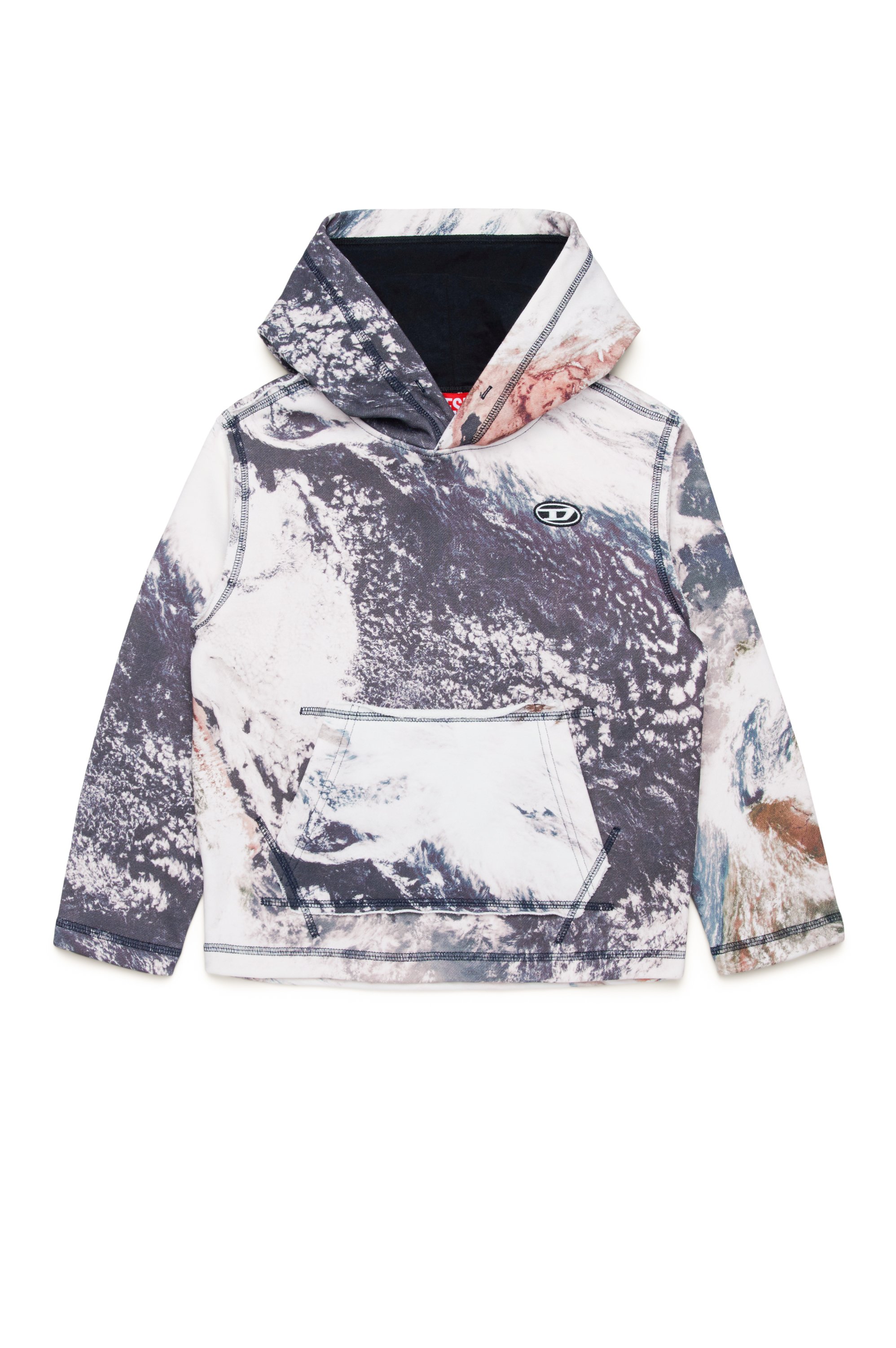 Diesel - SPAYHOODL1  OVER, Man Hoodie with Planet Camo print in Multicolor - Image 1