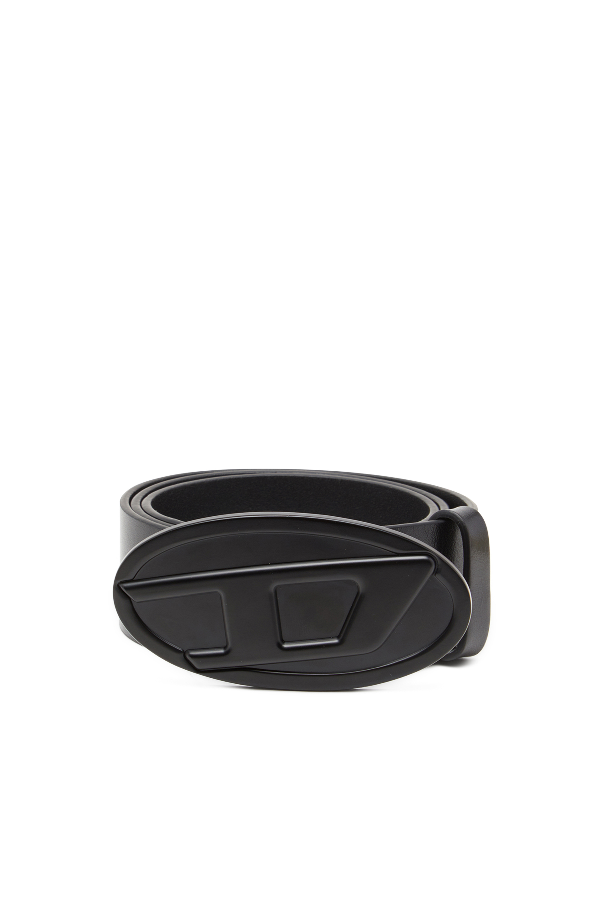 Diesel - B-1DR 2.0, Woman's 4cm leather belt with Oval D plaque in Black - 1